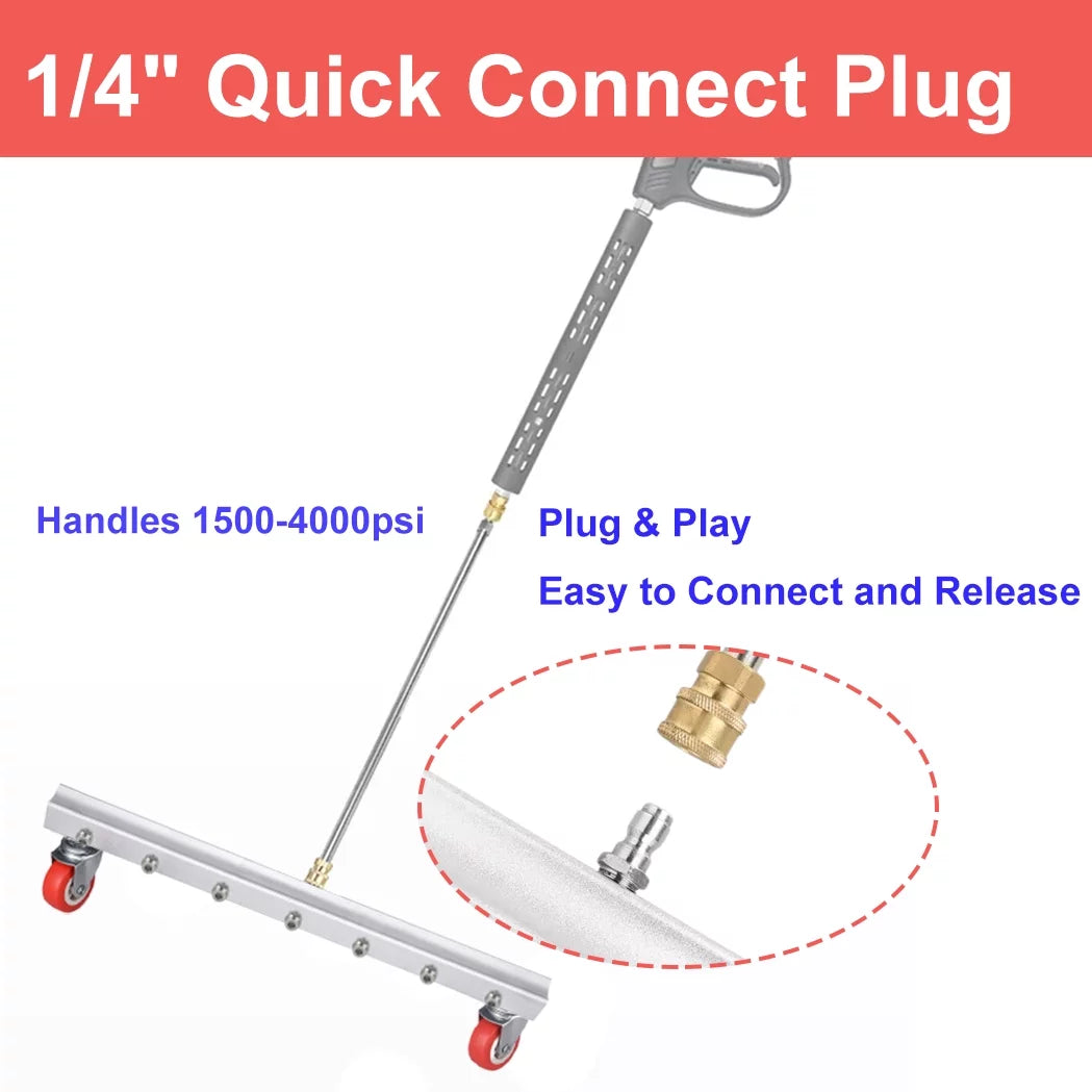 iMeshbean 25.6 Inch Pressure Washer Water Broom Surface Cleaner 4000 PSI Power Broom Sweeper with 7 Nozzles and 2 Extension Wand for Concrete Driveway Sidewalk Deck, Roof，Floor Cleaning