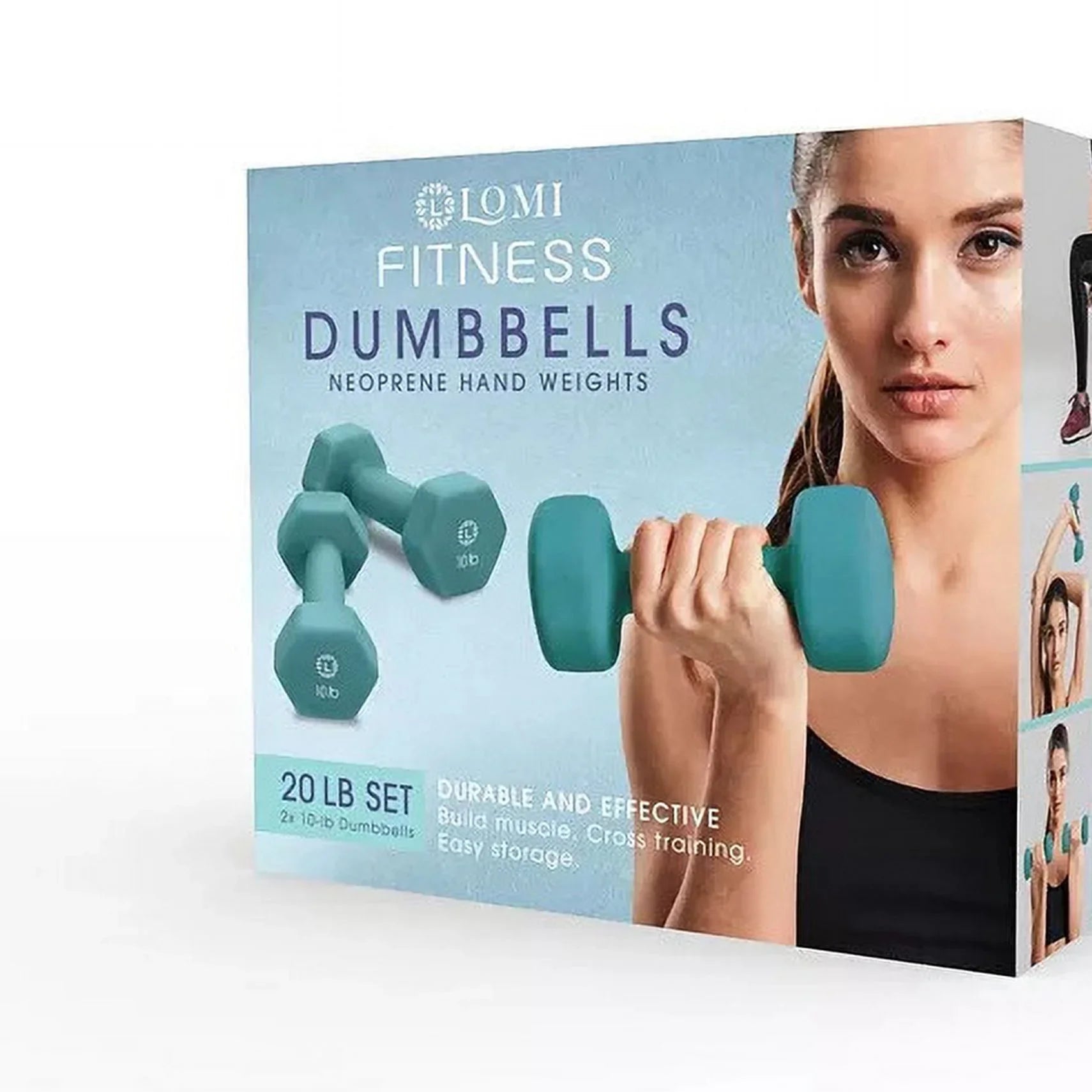 Lomi 2x 10-lb DUMBBELLS Teal (Like New)