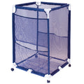 Pool Bins Pool Storage Organizer Mesh Rolling Pool Equipment Bin, Medium, (25.4" W X 25.4" L x 40" H) - Style PB-M200, Blue, PBFT-1513