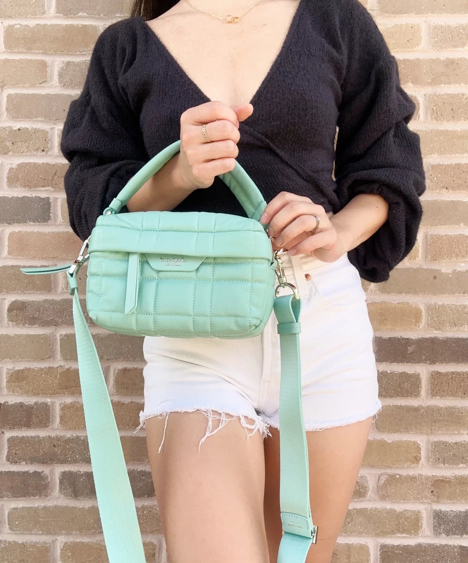 Kate Spade New York Women's Softwhere Quilted Leather Small Convertible Crossbody Clutch - Green