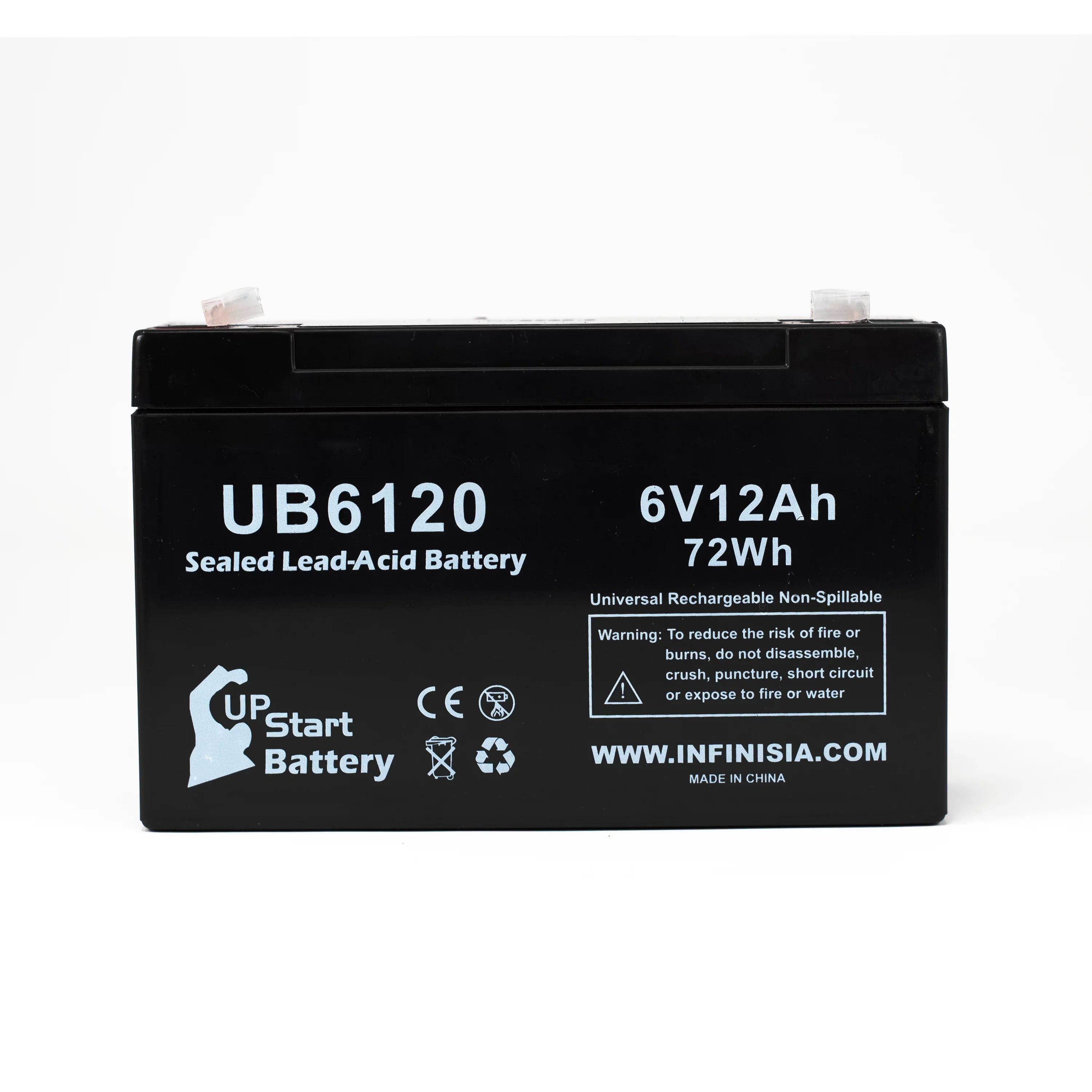 3x Pack - Suitable Tripp-Lite 850 Battery - Replacement UB6120 Universal Sealed Lead Acid Battery (6V, 12Ah, 12000mAh, F1 Terminal, AGM, SLA) - Includes 6 F1 to F2 Terminal Adapters