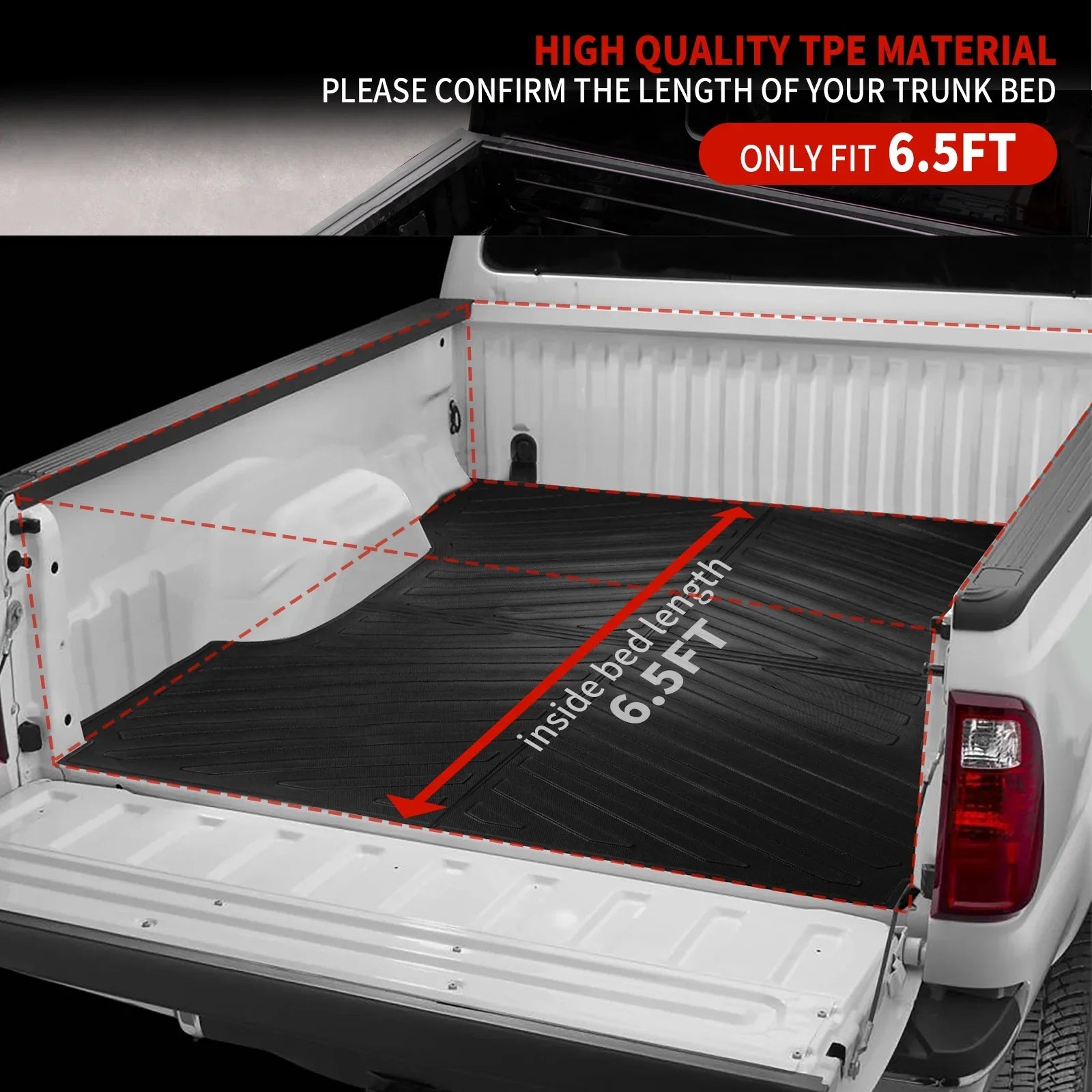Fit 2015-2024 Ford F150 Lightning SuperCrew Cab Truck Bed Mat 6.5Ft Long Bed Liner F-150 (Fit W/O Fold Flat Storage)