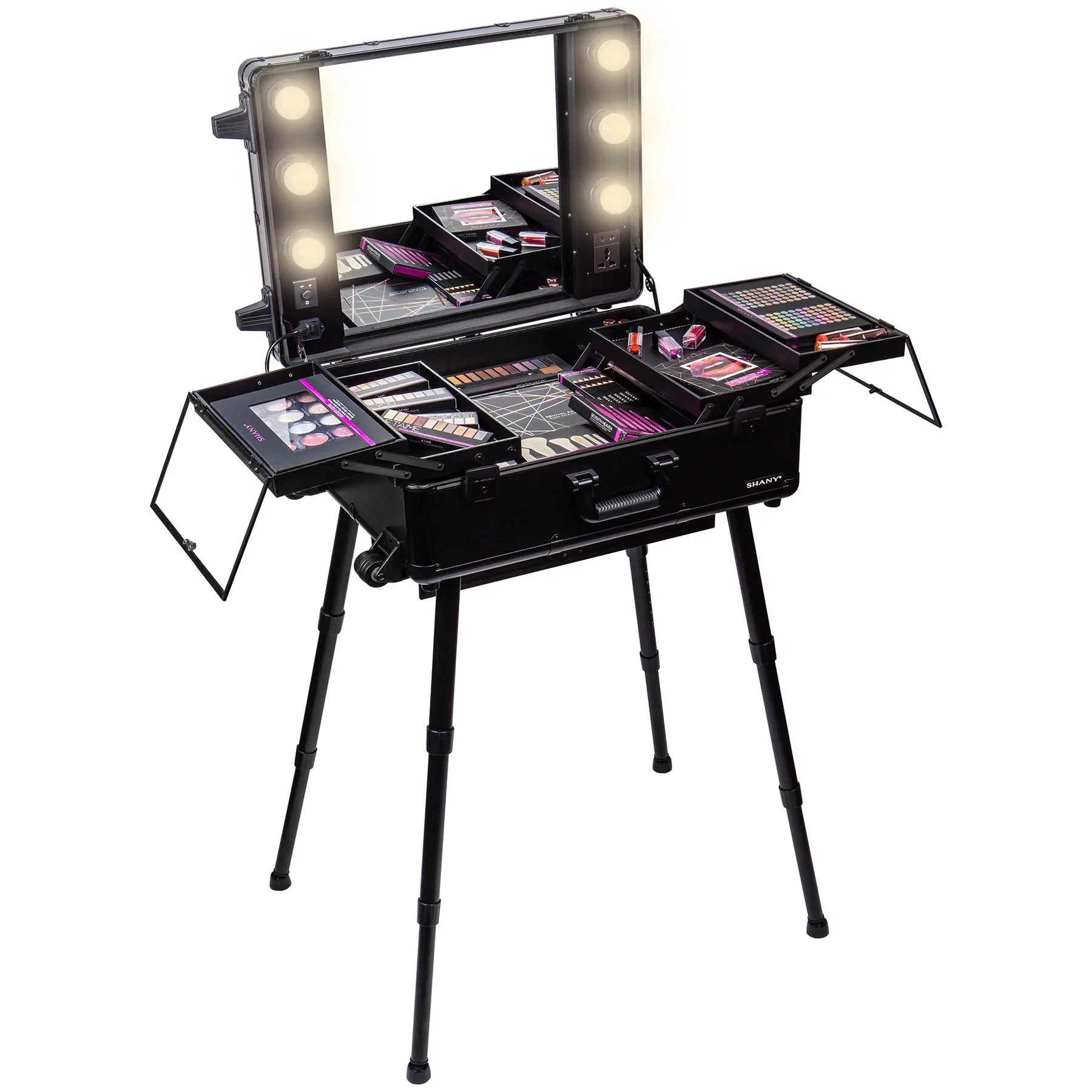 SHANY Studio ToGo Wheeled Trolley Makeup Case & Organizer with Light - BLACK