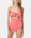 MSRP $122 Vince Camuto Smocked Tie-Front One-Piece Swimsuit Size 6