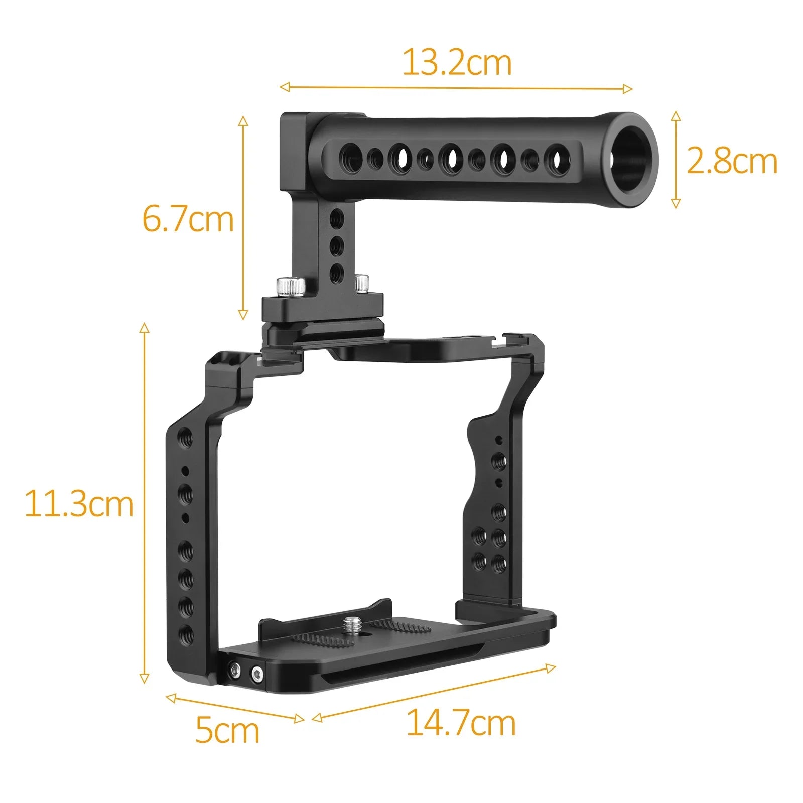 Andoer Camera Video Cage + Handle Kit Aluminum Alloy with Dual Cold Shoe Mounts Numerous 1/4 Inch Threads Replacement for Sony A7IV/ A7III/ A7II/ A7R III/ A7R II/ A7S II
