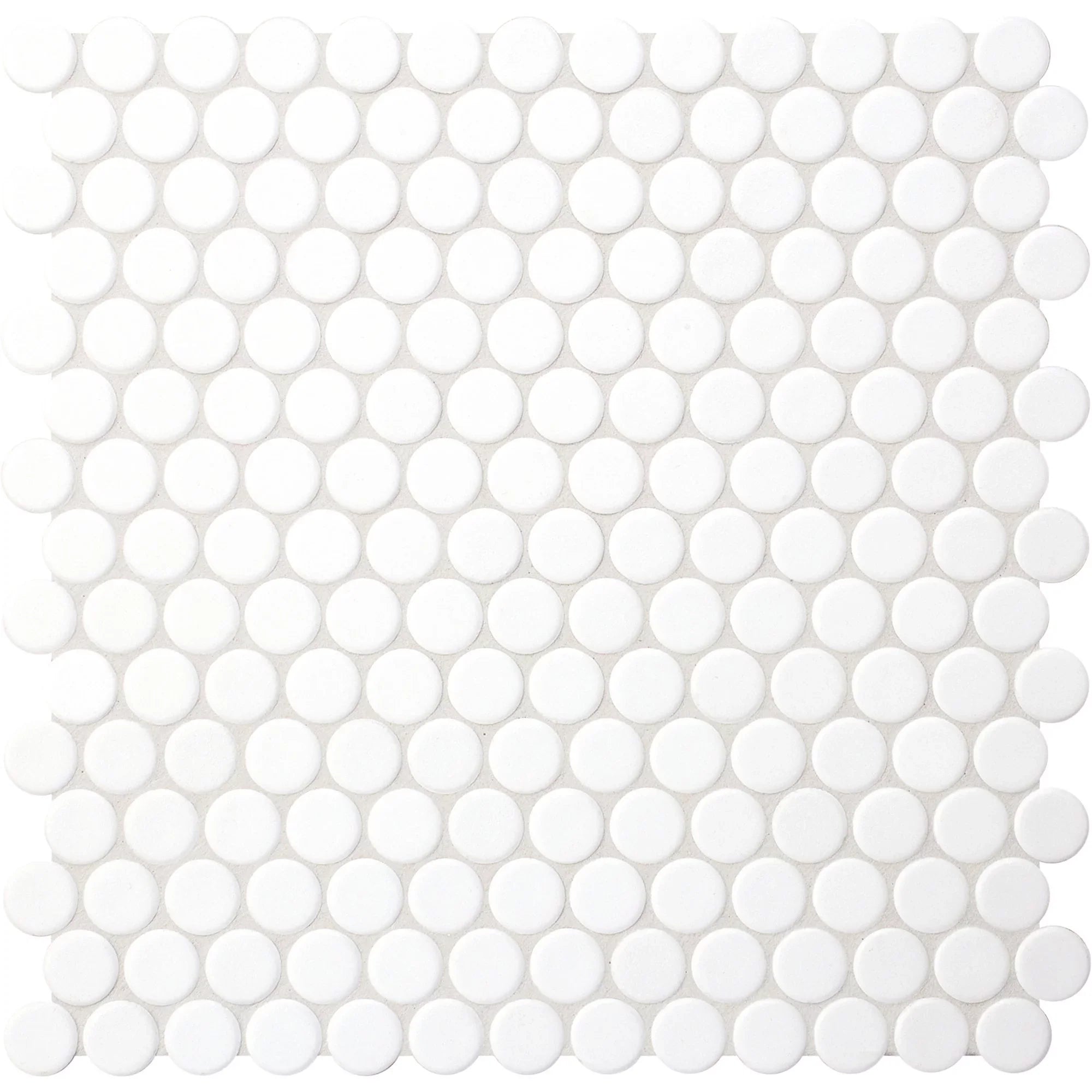 Tiled Cement Outdoor Pizza Oven / Clay Wood Fired Pizza Ovens with White Penny / Circle Mosaic Tiles - OP81