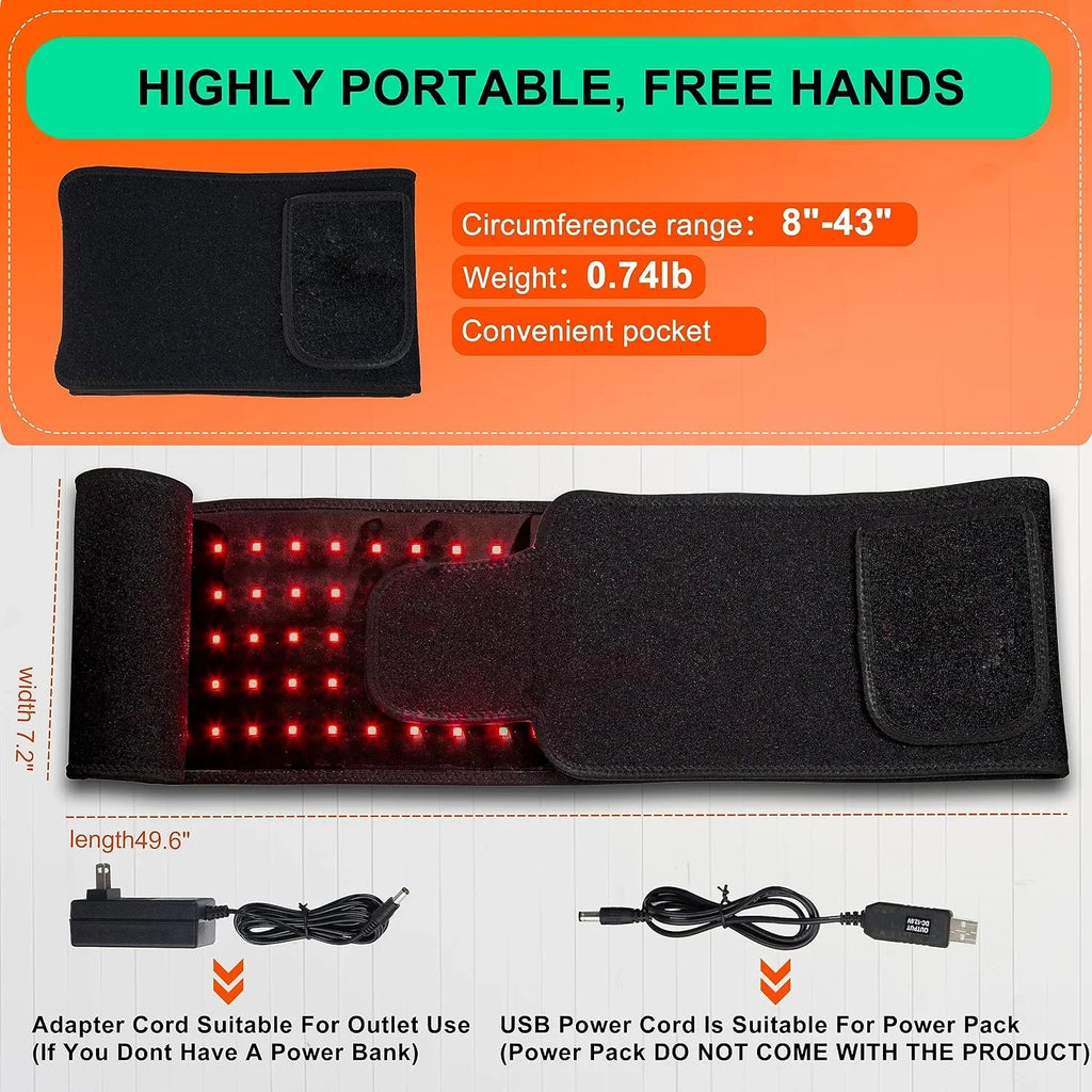 Red Light Therapy Belt, Infrared Light Therapy Wrap Red Light Therapy Device for Body with Timer for Back Shoulder Waist Muscle Pain Relief, Speed Healing LED 660nm & 850nm with Controller (Black)