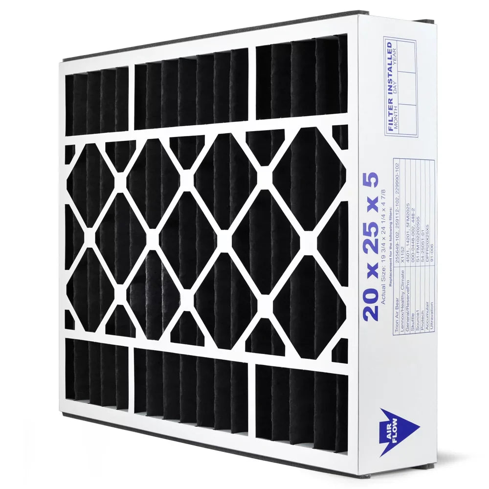 AIRx Filters Odor 20x25x5 Air Filter MERV 8 Replacement for Air Bear Trion 229990-102 248713-102 255649-102 259112-102 to Fit Media Air Cleaner Cabinet Supreme 2000 455602-019 435790-027, 2-Pack