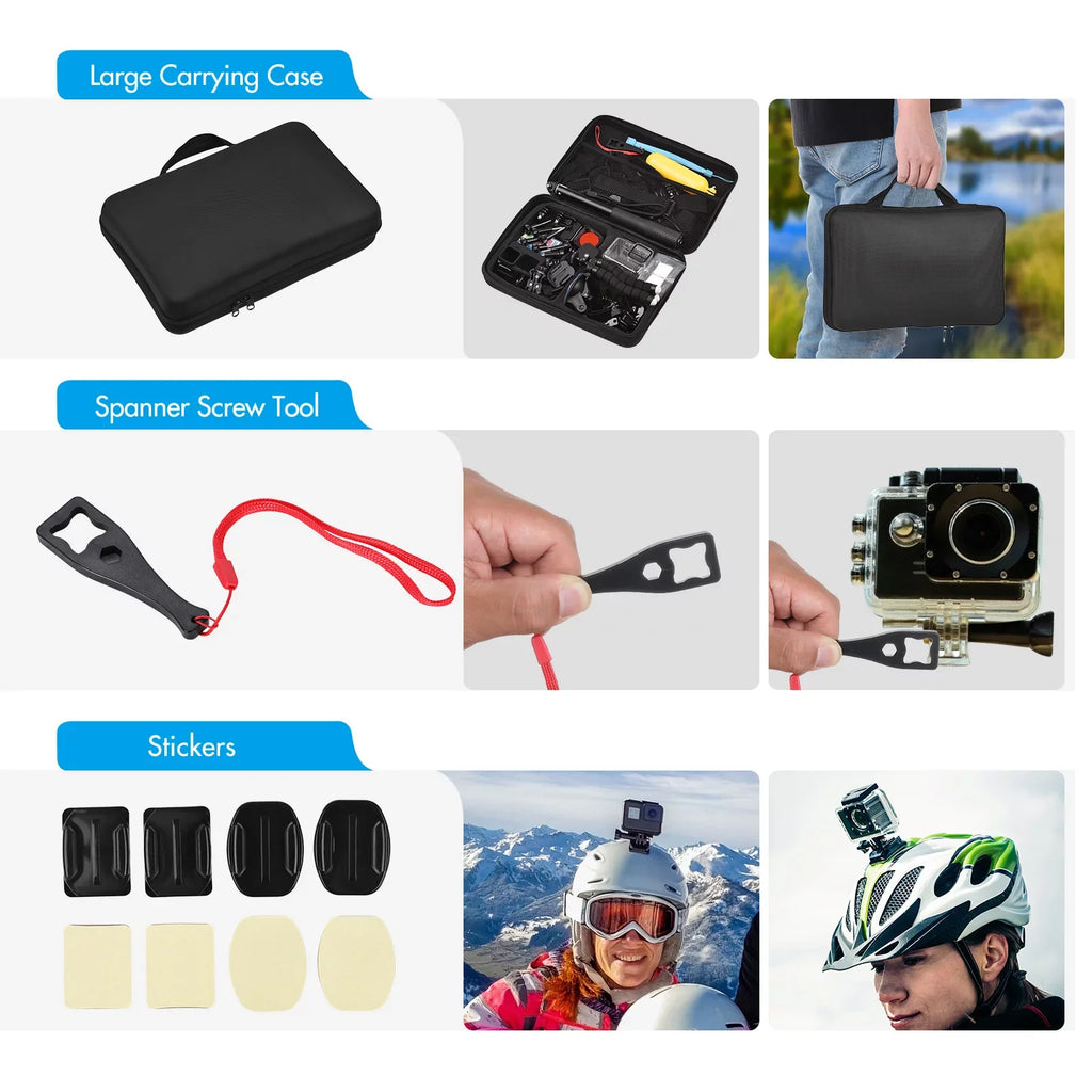 Andoer Action Accessories Kit Sports Accessories Set with Waterproop Housing Silicone Protective Case Selfie Stick Various Mount Bracket and More Replacement for GoPro Hero 109 Black with