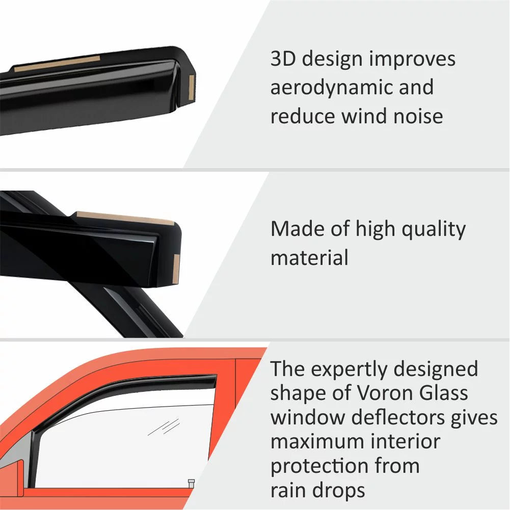 Voron Glass in-Channel Extra Resilient Rain Guards for Hyundai Palisade 2021-2024, Window Deflectors, Vent Window Visors, 4 Pieces - 220240