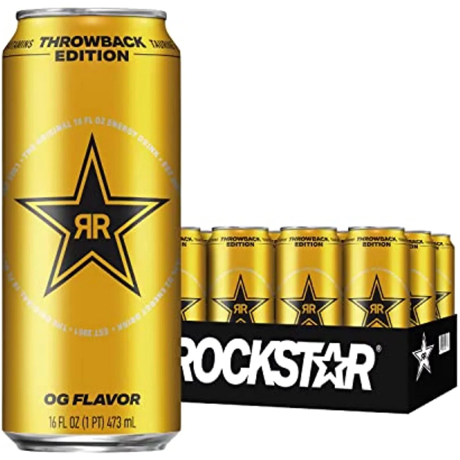 Rockstar Energy Drink, Throwback Edition: O.G., 16 Fl Oz (Pack Of 12) - Packaging May Vary