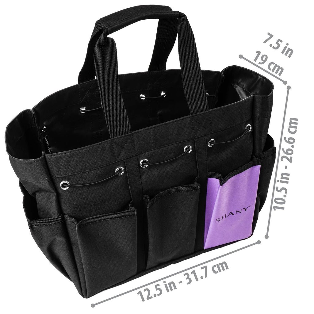 SHANY Beauty Handbag and Makeup Organizer Bag â Large Two-Tone Travel Tote with 2 Handles and 8 External Pockets â Black Canvas
