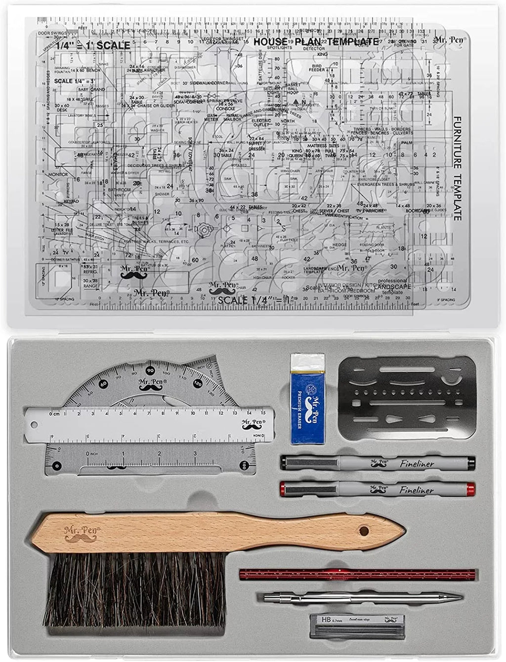 Mr. Pen- Architect Set, Professional Geometry Set, 17 Pcs, Compass and Protractor Set, Drafting Tools