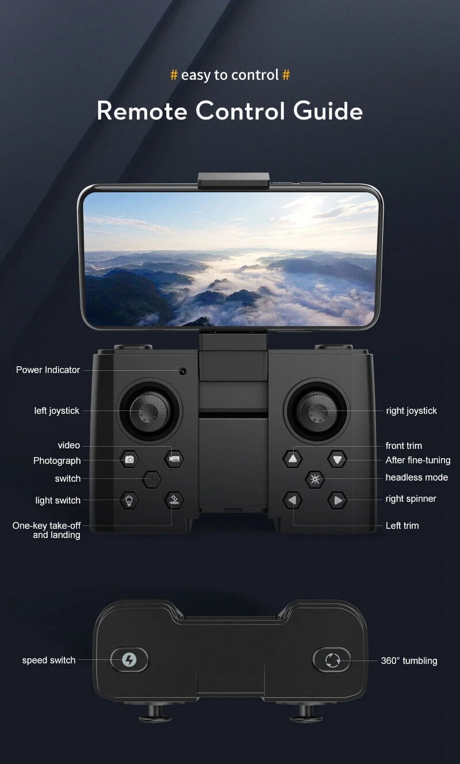 JahyShow SkyCapture Mini Drone - Black Folding Quad with 4K HD Dual Camera - Aerial Photography Pro