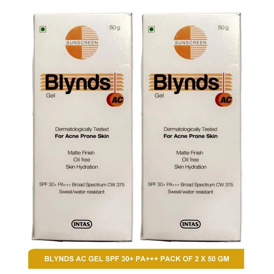 Blynds Ac Gel - Water Durable & Sweat Impervious Sunscreen(Pack Of 2)50G