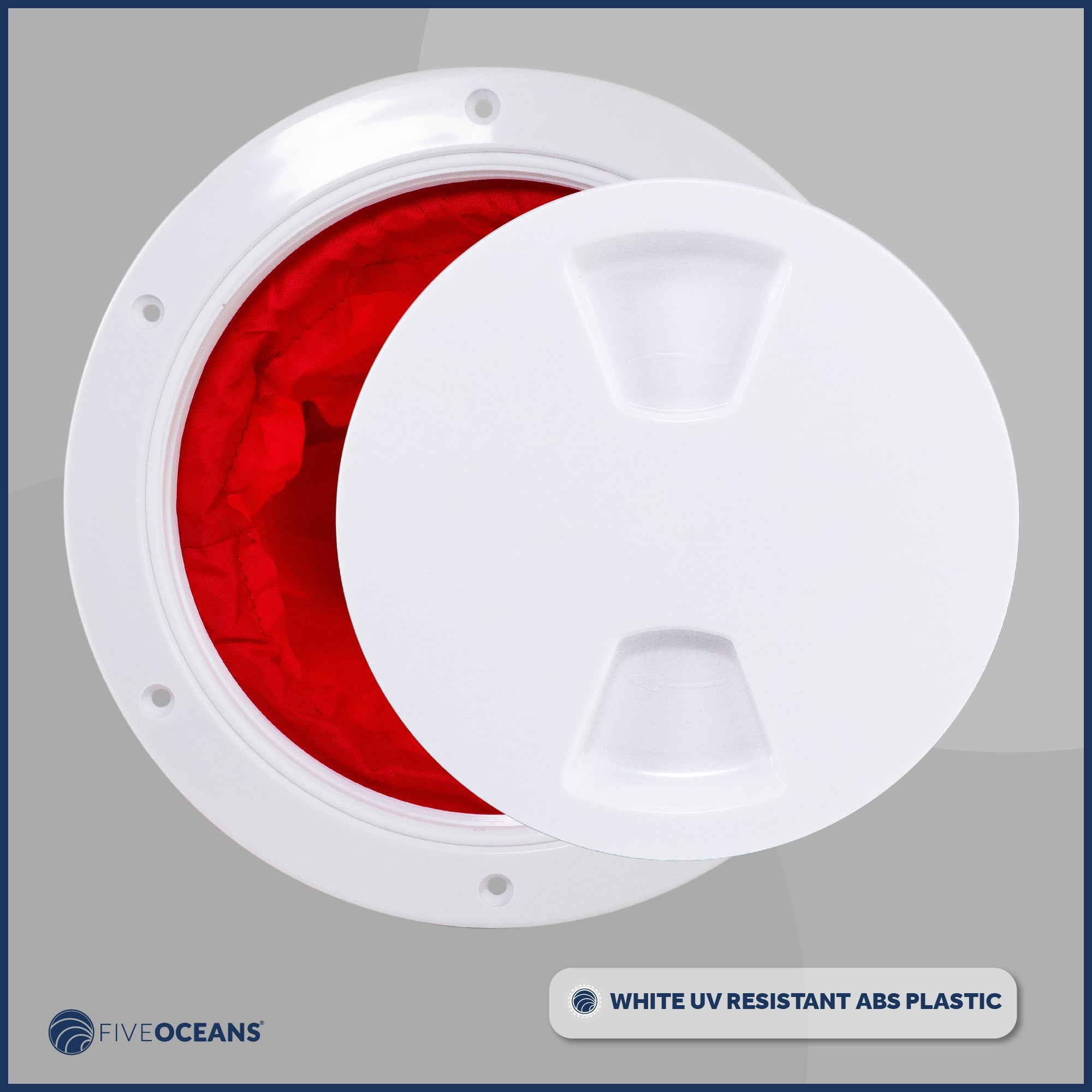 Five Oceans 6" Vessel Hatch, Marine Round Inspection Deck Plate Hatch with Detachable Coating and Storage Bag, Strong ABS White Plastic, for Pontoon, Fishing Watercraft Bass Vessel RVs, Caravan - FO4467