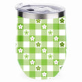 Hidove 12oz 304 Stainless Steel Vacuum Insulated Cups, Green and White Flowers Eggshell Cup U Shape Tumbler Cups with Lid, Double Layer Insulation Wine Cup Big Belly Cup