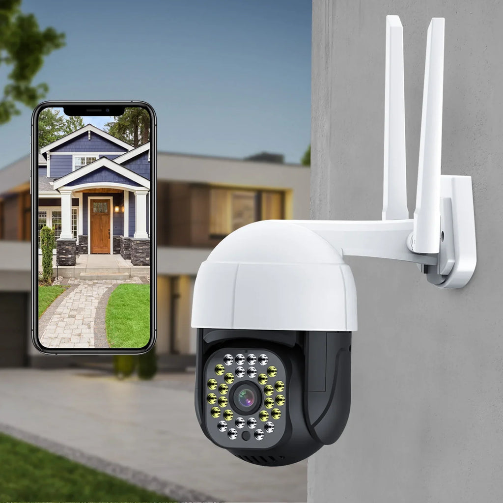 TOPVISION Security Cameras WiFi Door Camera, 2K Full Color Night Vision Outdoor Camera Home Camera with 360° PTZ View, Motion Detection, Siren, 2 Way Audio (2.4Ghz WiFi, Plug in)