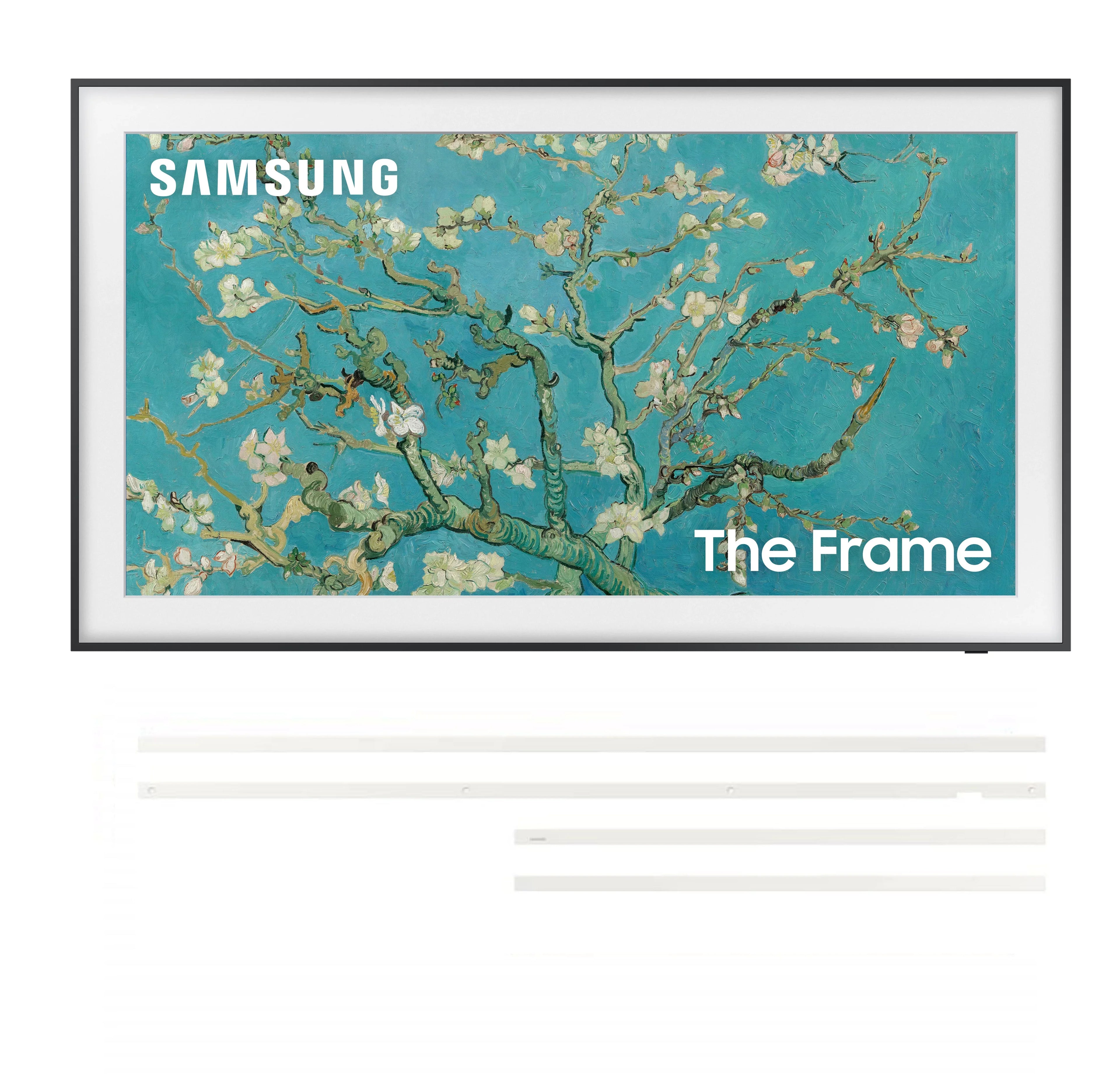 SAMSUNG 85-Inch Class QLED 4K LS03B Series The Frame Quantum HDR Smart TV with a SAMSUNG 85” The Frame Customizable Bezel for TV, Modern White, VG-SCFA85WTBZA (2022)