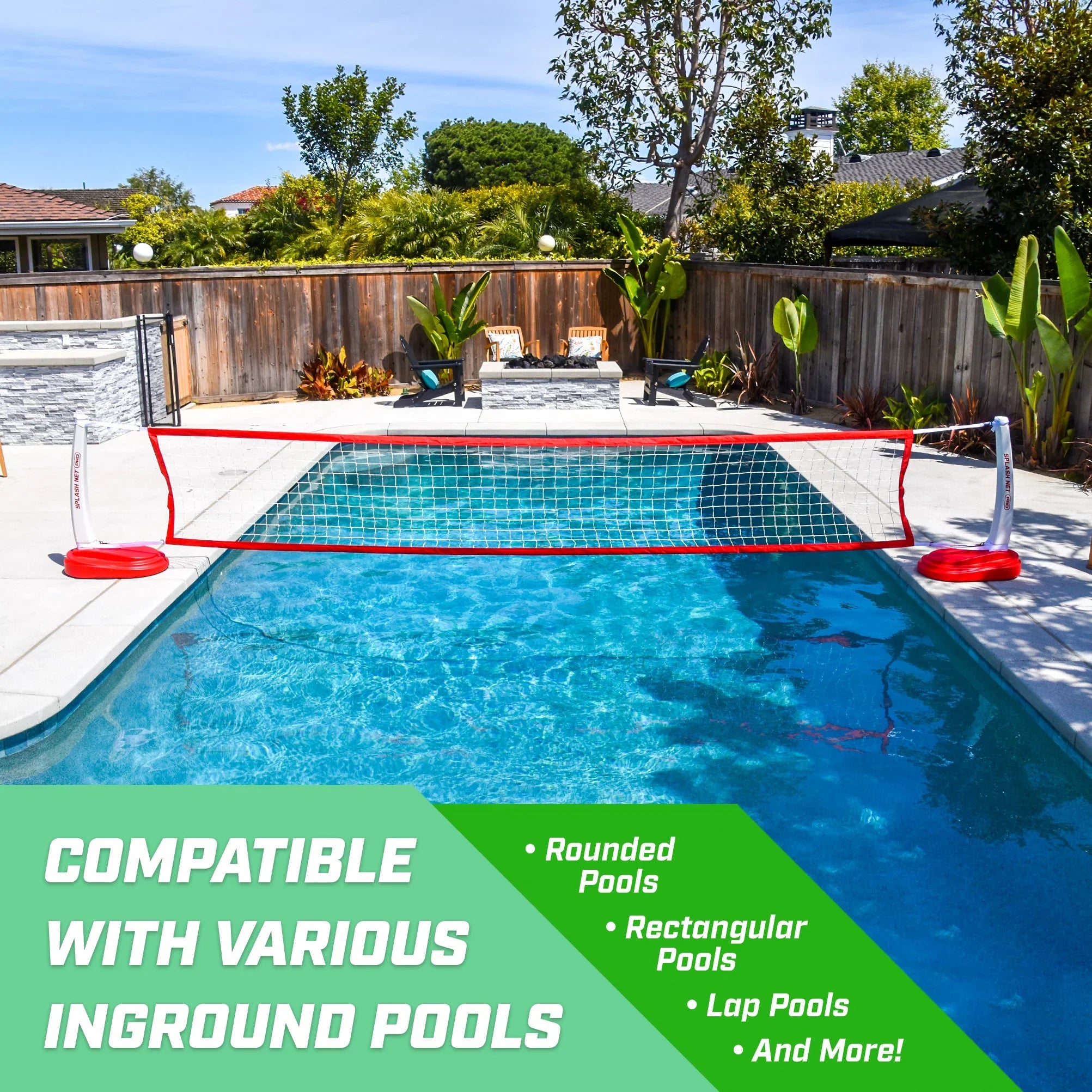 GoSports Splash Net PRO Pool Volleyball Net, Includes 2 Balls, Red