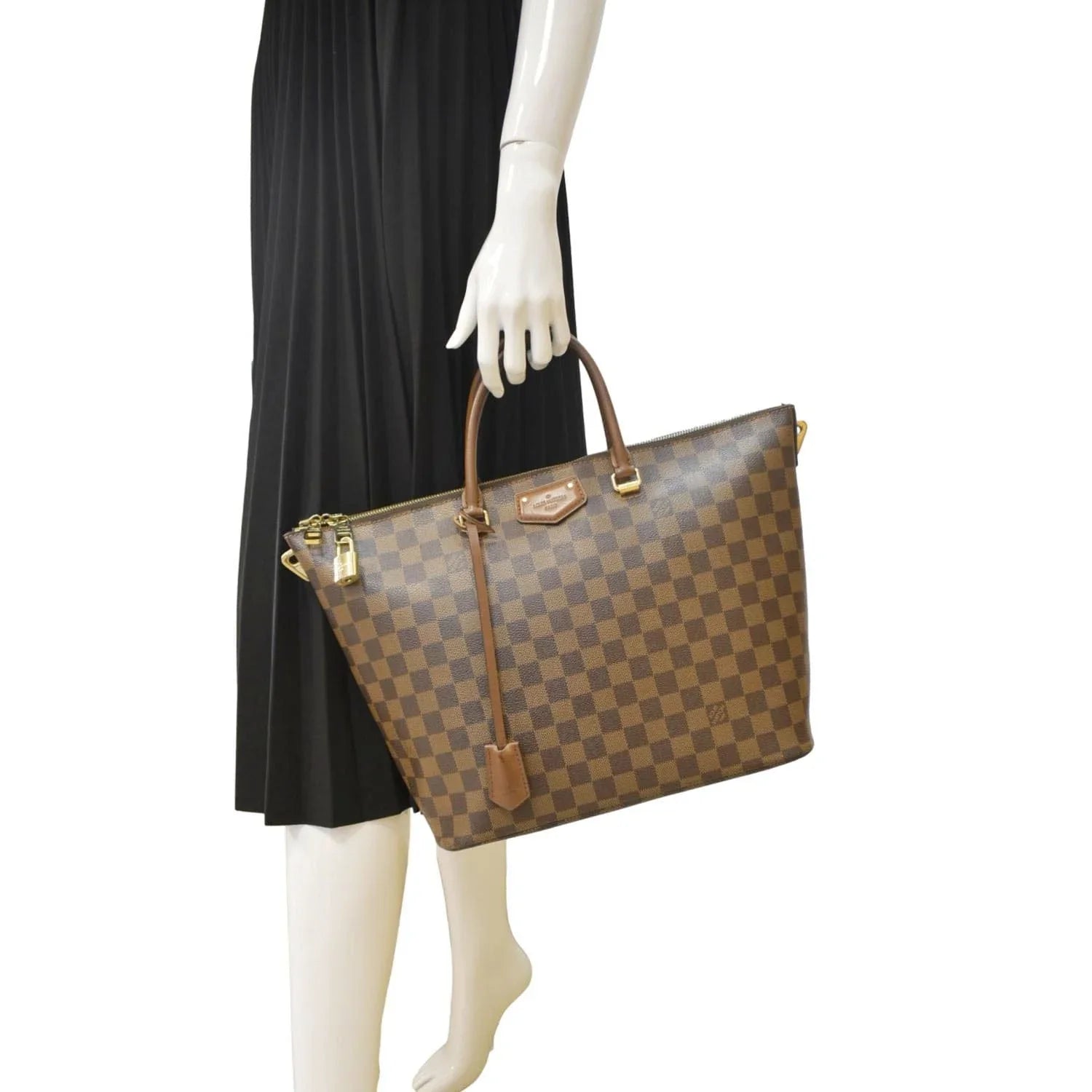 Pre-owned LOUIS VUITTON Belmont Damier Ebene Tote Bag Brown
