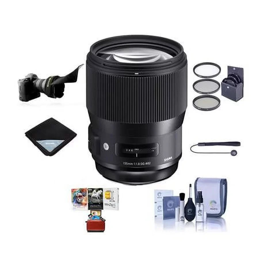 135mm f/1.8 DG HSM ART Lens for Sony E, Black, Bundle with ProOptic 82mm Filter Kit, Flex Lens Shade, Cleaning Kit, Lens Wrap, Lens Cap Tether, Mac Software Kit