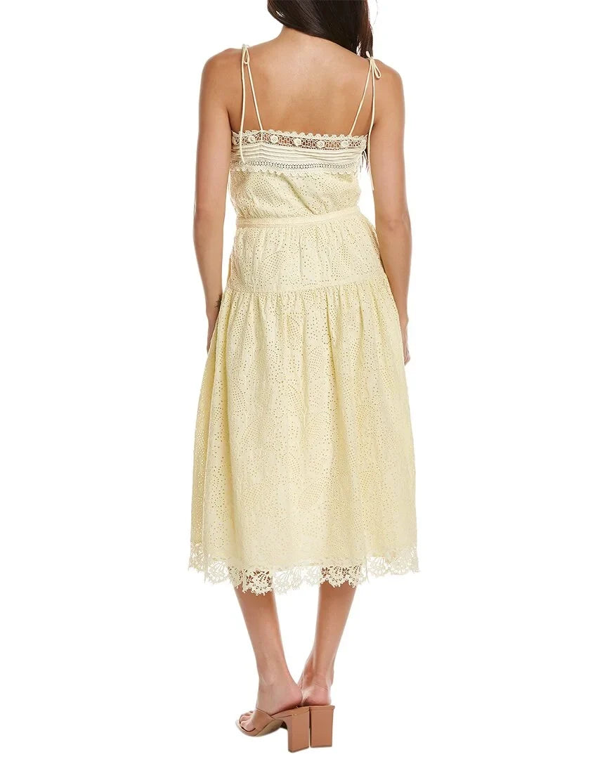 Ulla Johnson womens Eyelet Maxi Dress, 0, Yellow