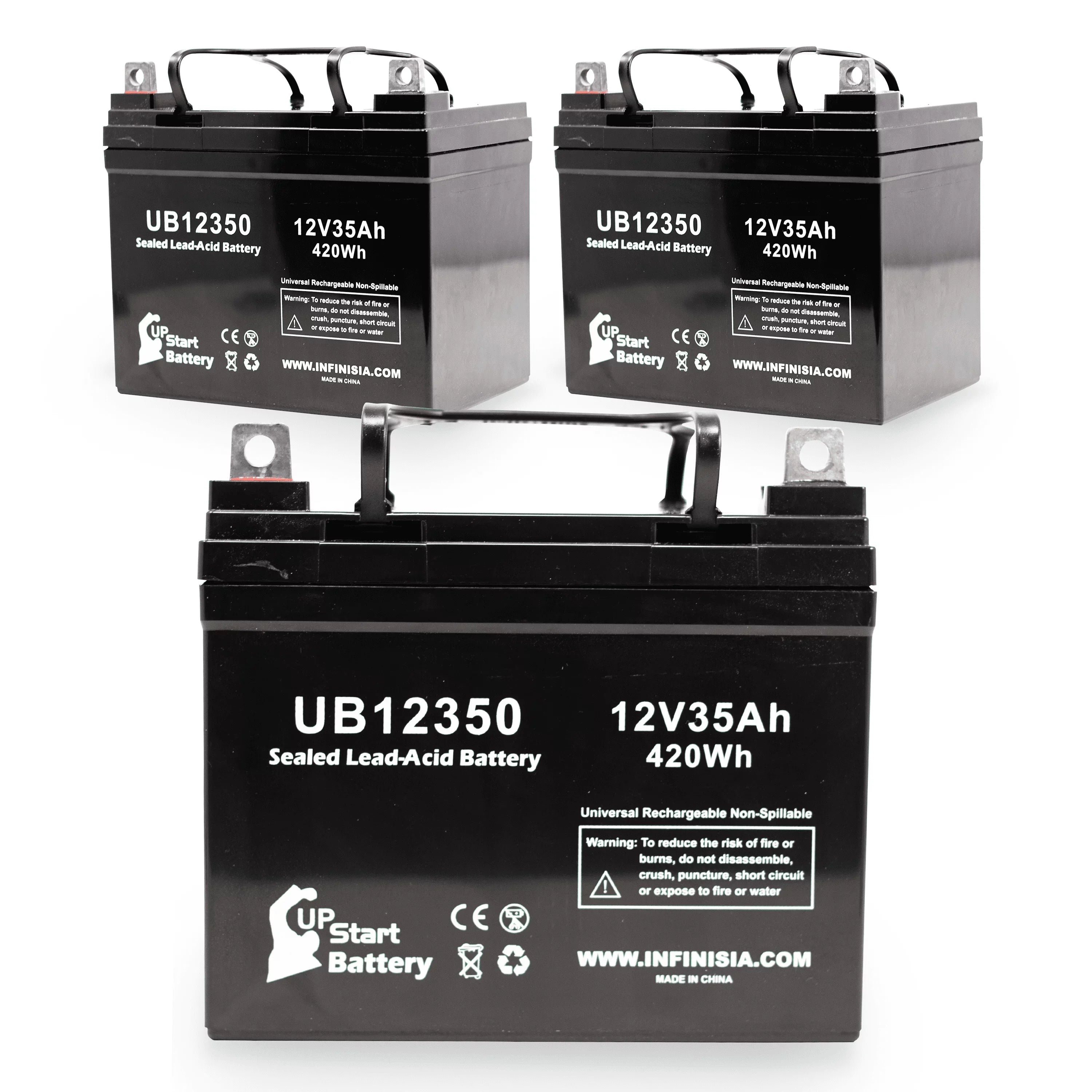 3x Pack - Fitting Imc Heartway Smart RT Battery - Replacement UB12350 Universal Sealed Lead Acid Battery (12V, 35Ah, 35000mAh, L1 Terminal, AGM, SLA)