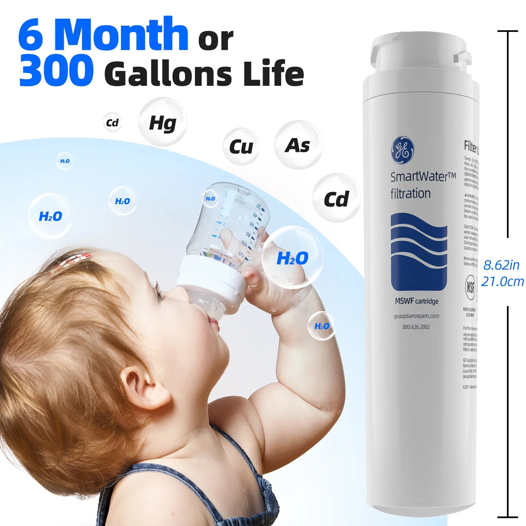 MSWF Refrigerator Water Filter, Replacement for GE MSWF, Tier1 RWF1062, Aquafresh WF282, Arrowpure APF-1800, AQUACREST AQF-MSWF and Ice Pure RWF1500A Pack of 6