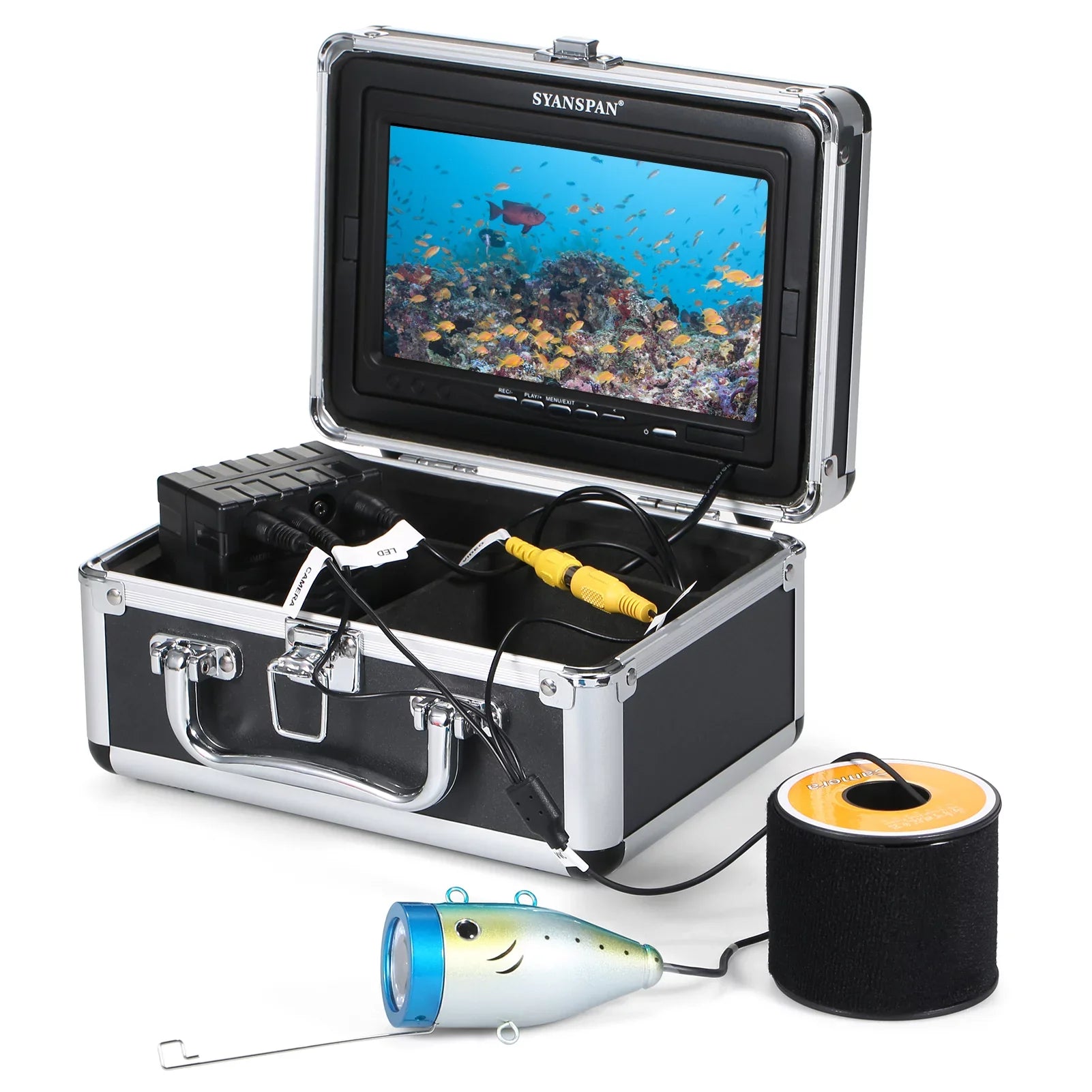 moobody Underwater Fishing Camera Fish Finder with 12LEDs 7Inch/9Inch LCD Display 15M/30M/50M Cable IP68 Waterproof for Sea Lake Craft Ice Fishing