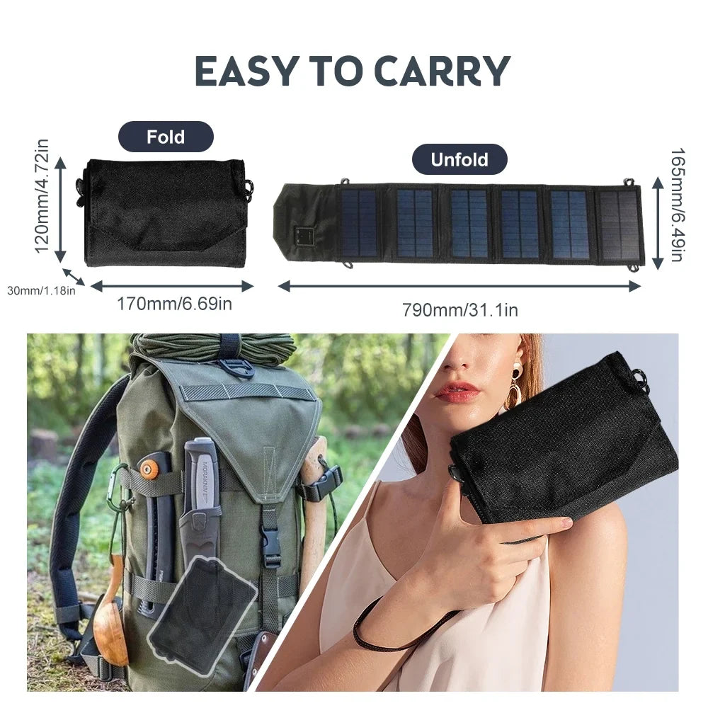 OWSOO 12W Foldable Solar Panel , Dual USB Recharger for Camping Travel