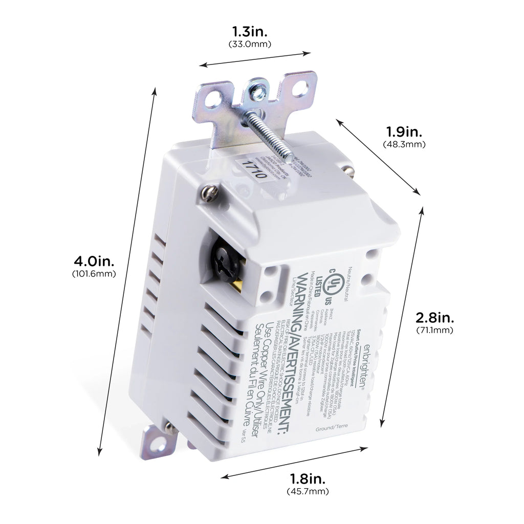 Enbrighten Z-Wave Smart Durable Outlet, Z-Wave Hub Required, 55256, White