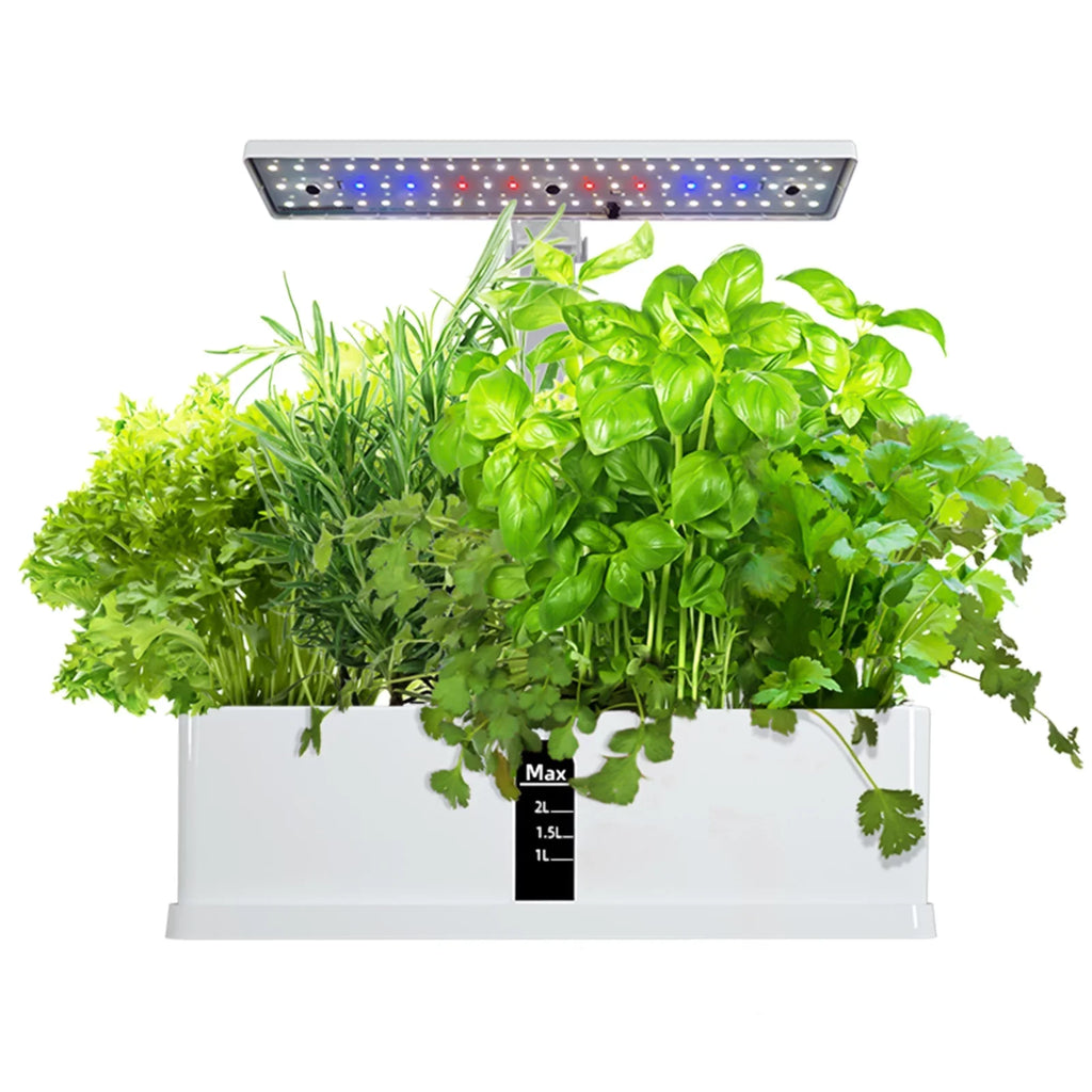 Lixada Hydroponics Indoor Growing Kit with 9 Pods Automatic Timing Adjustable Height 15W LED Grow Lights 2L Water Tank for Home Office Kitchen