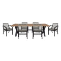 Glendora Beckham Outdoor 7 Piece Live Edge Dining Set in Eucalyptus and Rope