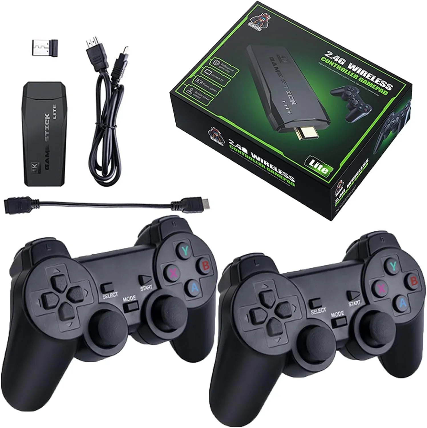 Retro Game Console, Nostalgia Video Game, Retro Game Stick Plug and Play Built-in 20,000+ Games, 4K HD Output, and 2.4GHz Wireless Controller(64G)