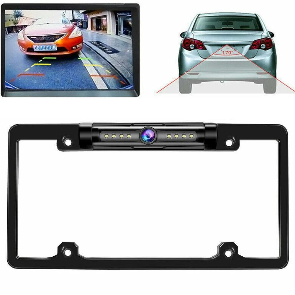 G·PEH HD License Plate Frame Rear View Camera - 8 Upgraded Infrared Lights - Clear Vision - Easy Installation - Black