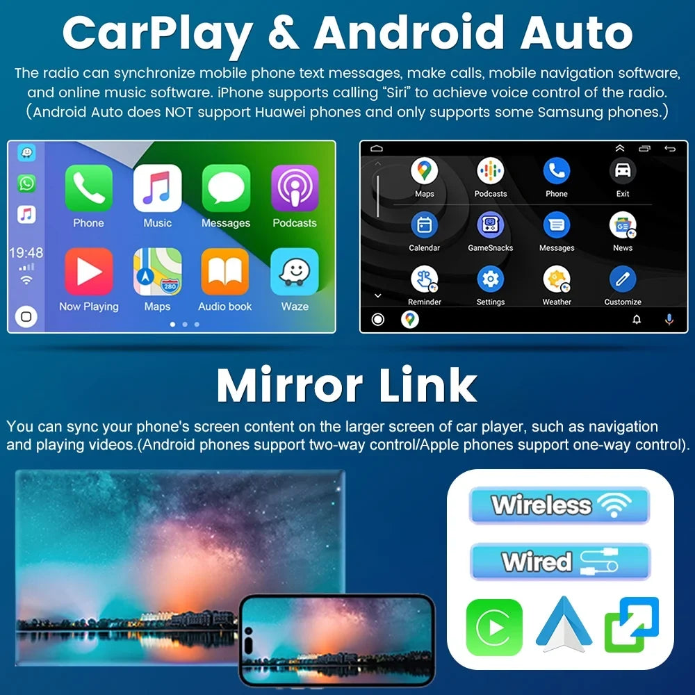Podofo 2+32G for Honda Odyssey 2005-2010 Wireless Carplay Android Auto Mirror Link 10'' Touch Screen Car Stereo Radio Android 12 WIFI GPS Hifi FM Bluetooth USB Cable,AHD Backup Camera