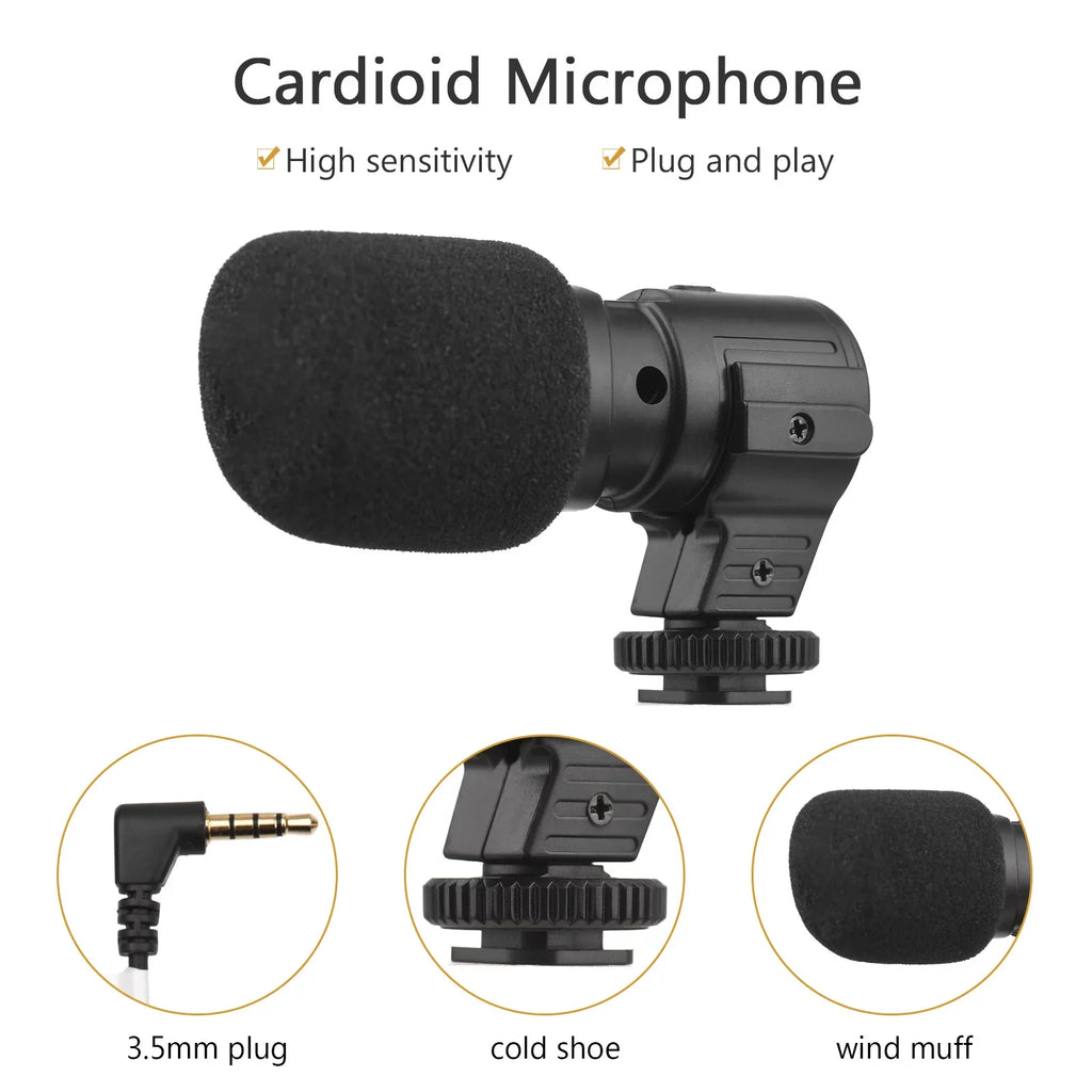 53-Inch Vlogging Kit with Tripod - Includes LED Light, Microphone, Smartphone Clip, and Remote Control for Video Recording, Microfilm Production, and Live Streaming
