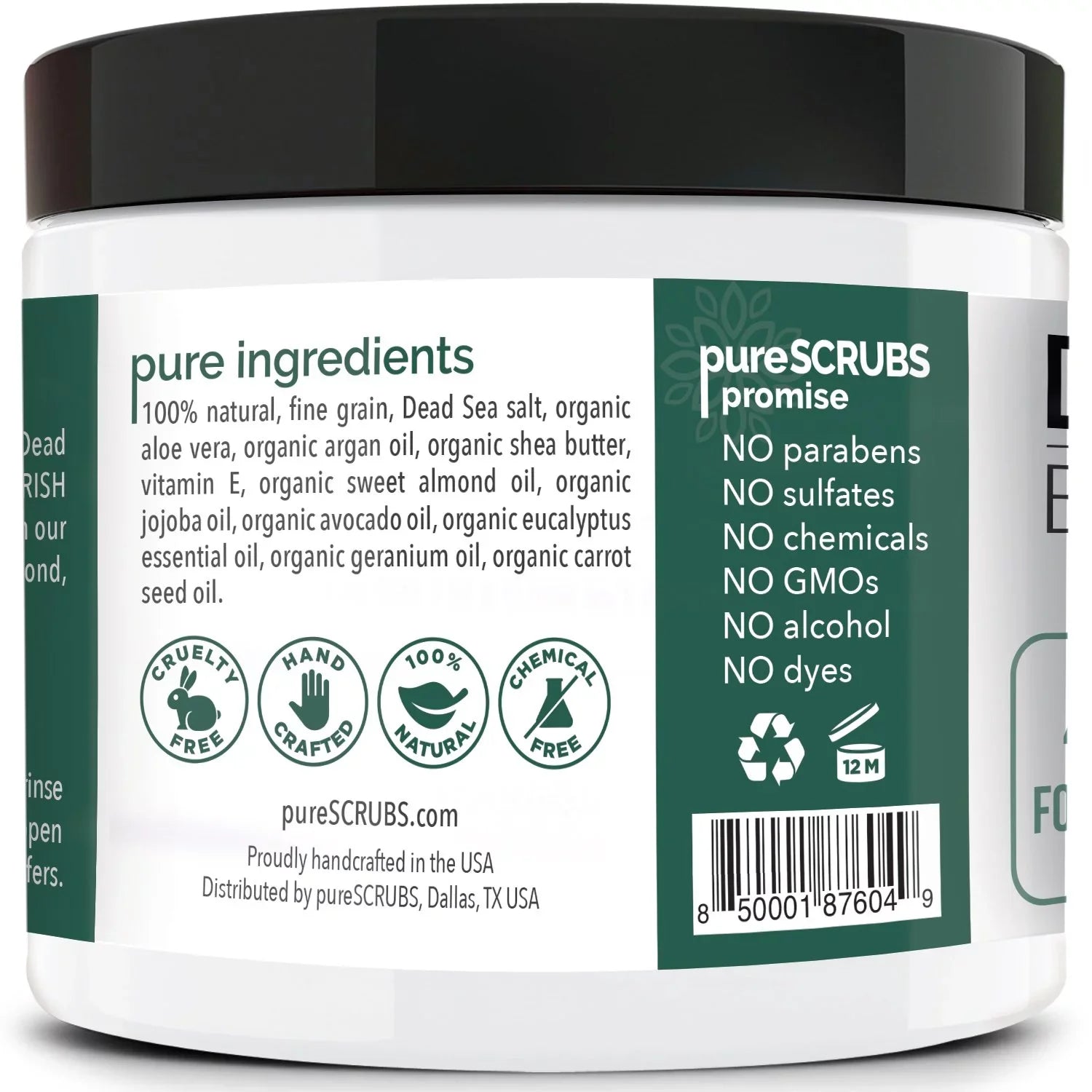 pureSCRUBS Premium Organic Body Scrub Set - Large 16oz EUCALYPTUS BODY SCRUB - Pure Dead Sea Salt Infused Organic Essential Oils & Nutrients + FREE Wooden Spoon, Loofah & Mini Exfoliating Bar Soap