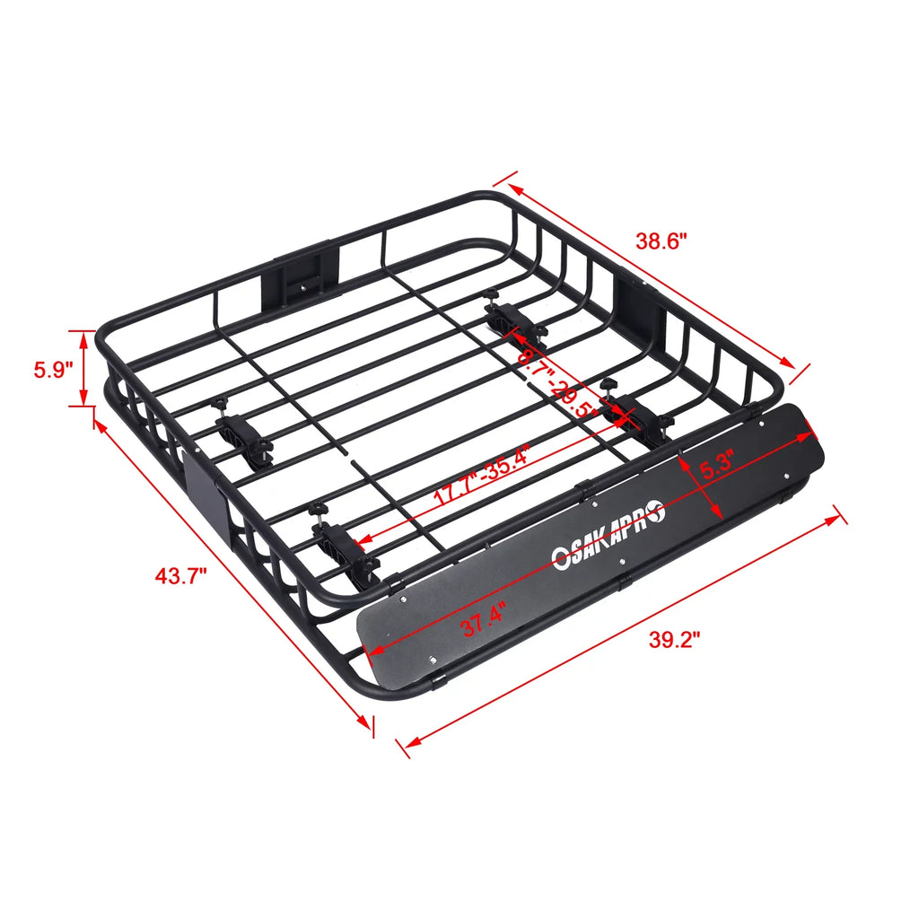 Universal Fit Black Steel Top Mount Roof Rack 43" Heavy-Duty Steel Condition - Rooftop Cargo Carrier Basket