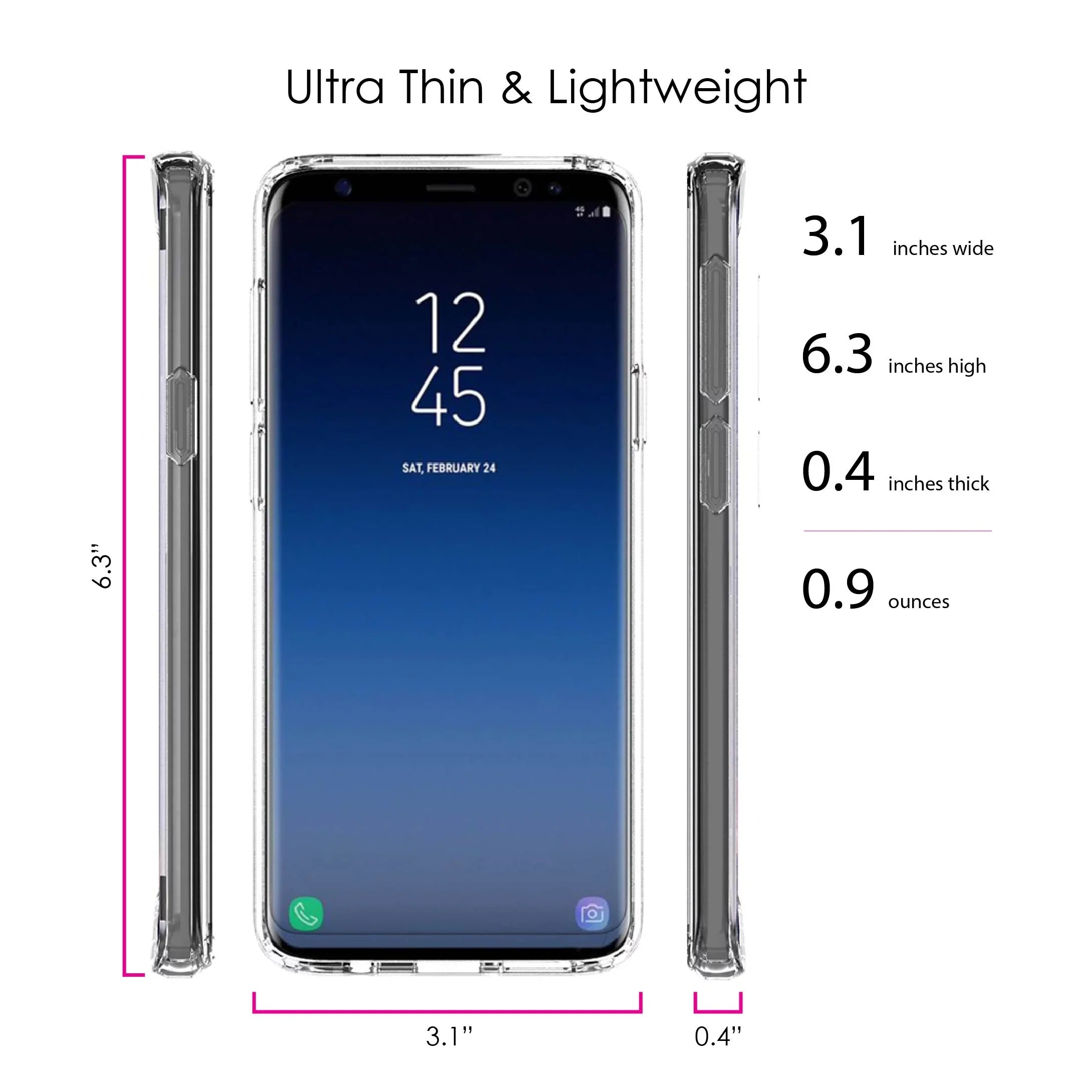 DistinctInk Clear Shockproof Hybrid Case for Samsung Galaxy S9+ PLUS (6.2" Screen) - TPU Bumper, Acrylic Back, Tempered Glass Screen Protector - Luke 1:37 - Faith Does Not Make Easy Makes Possible