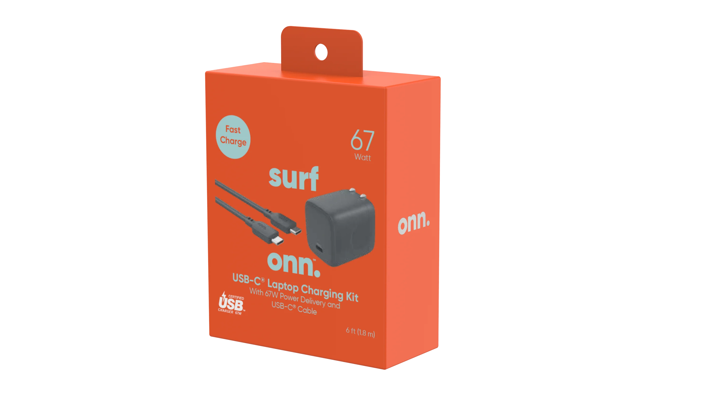 onn. GAN 67W Laptop Charger with 1 USB-C Port, Suitable for Apple,,HP,Asus,Acer,Lenovo,Grey