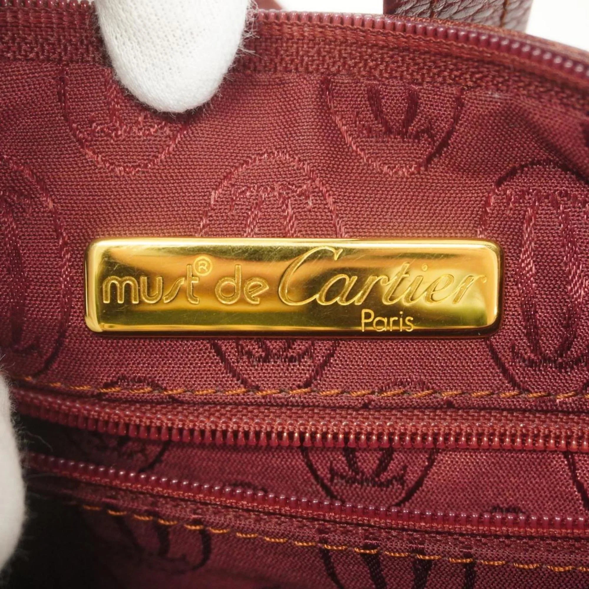 Pre-Owned Cartier Shoulder Bag Must Leather Red Ladies (Good)