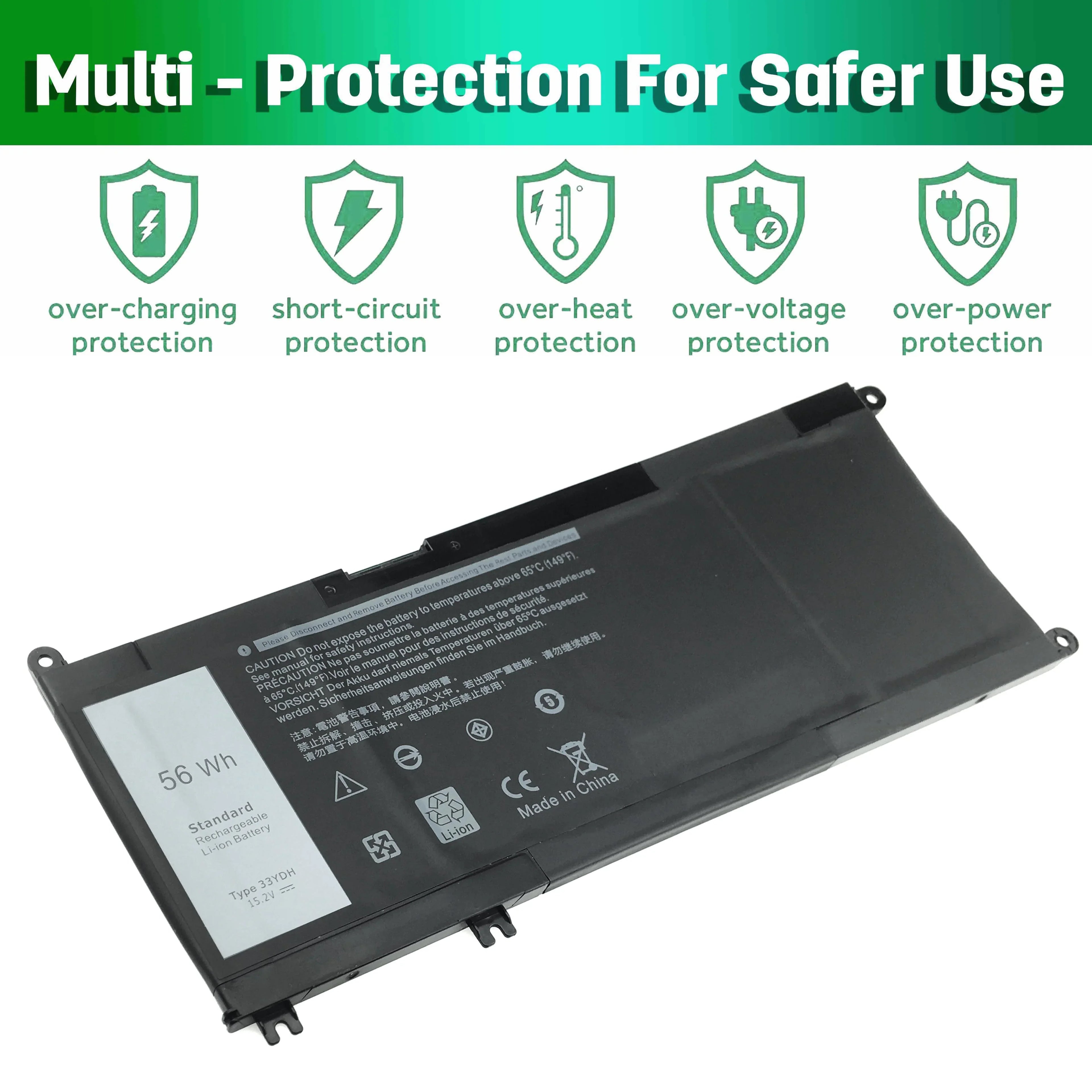 33YDH Laptop Notebook Battery for Inspiron 15 7000 17 7773 7778 7786 7779 2in1, G3 17 3779 3579 G5 15 5587 G7 15 7588