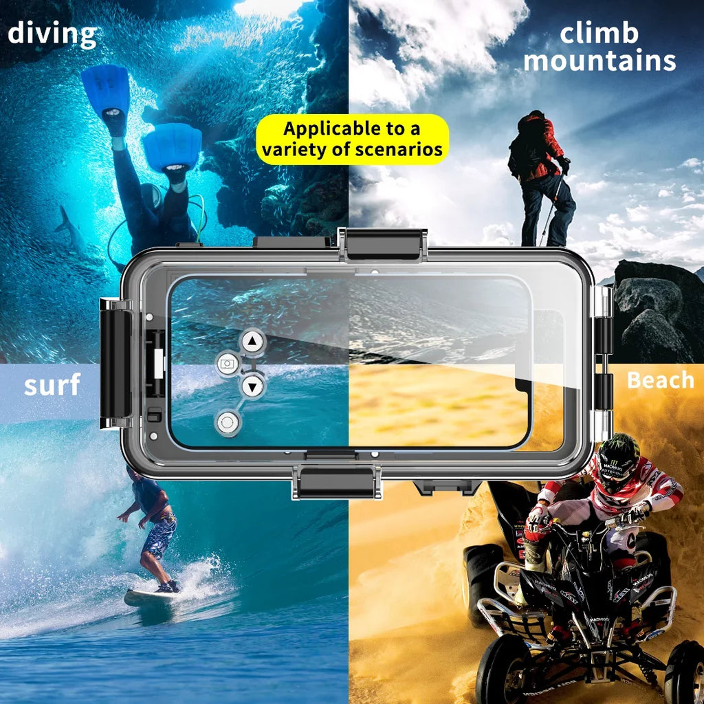 GREHOME Waterproof Underwater Diving Universal Case Shield For iPhone 13 12 Pro Max [98ft / 30m] full body protection