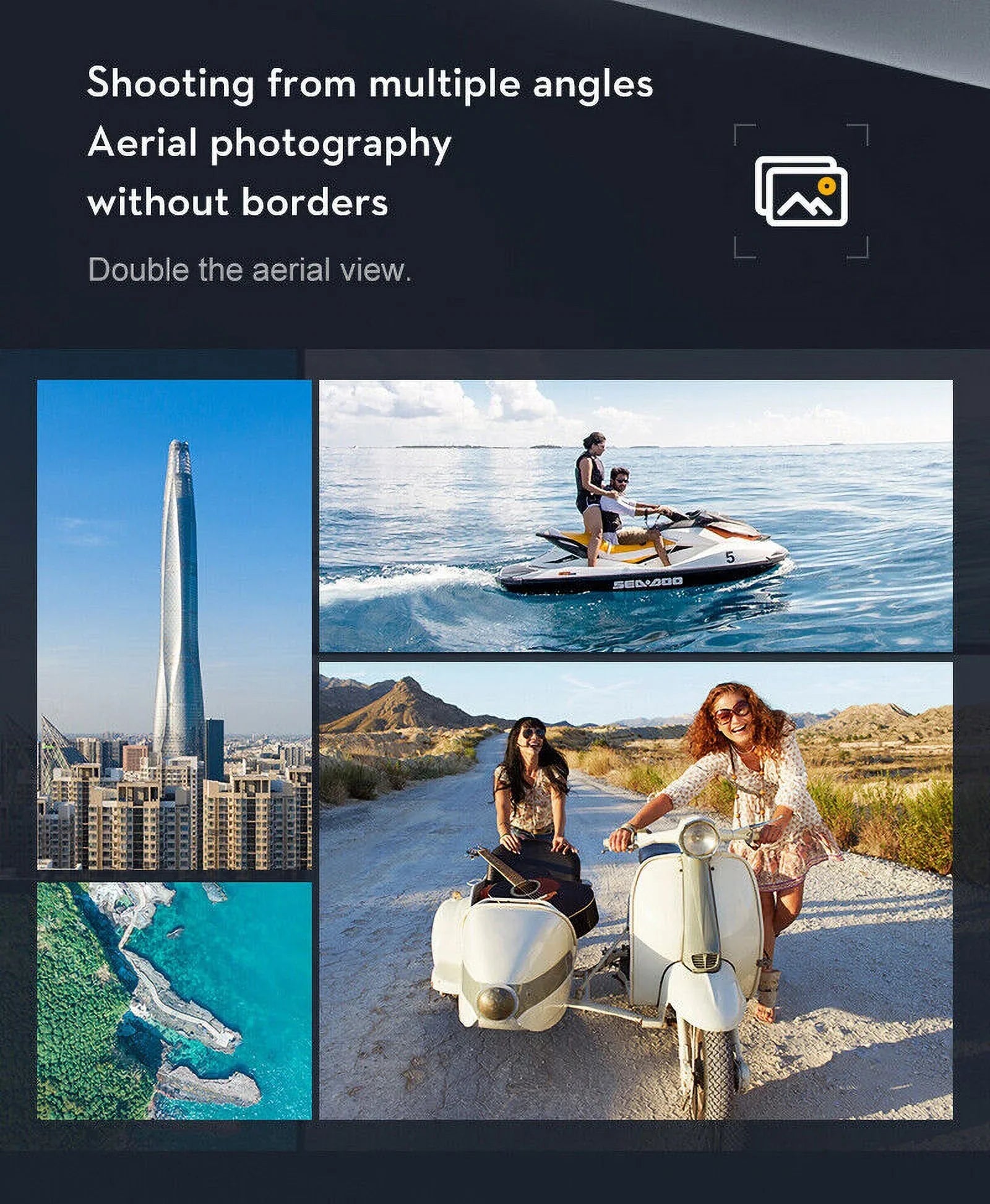 JahyShow SkyCapture Mini Drone - Black Folding Quad with 4K HD Dual Camera - Aerial Photography Pro