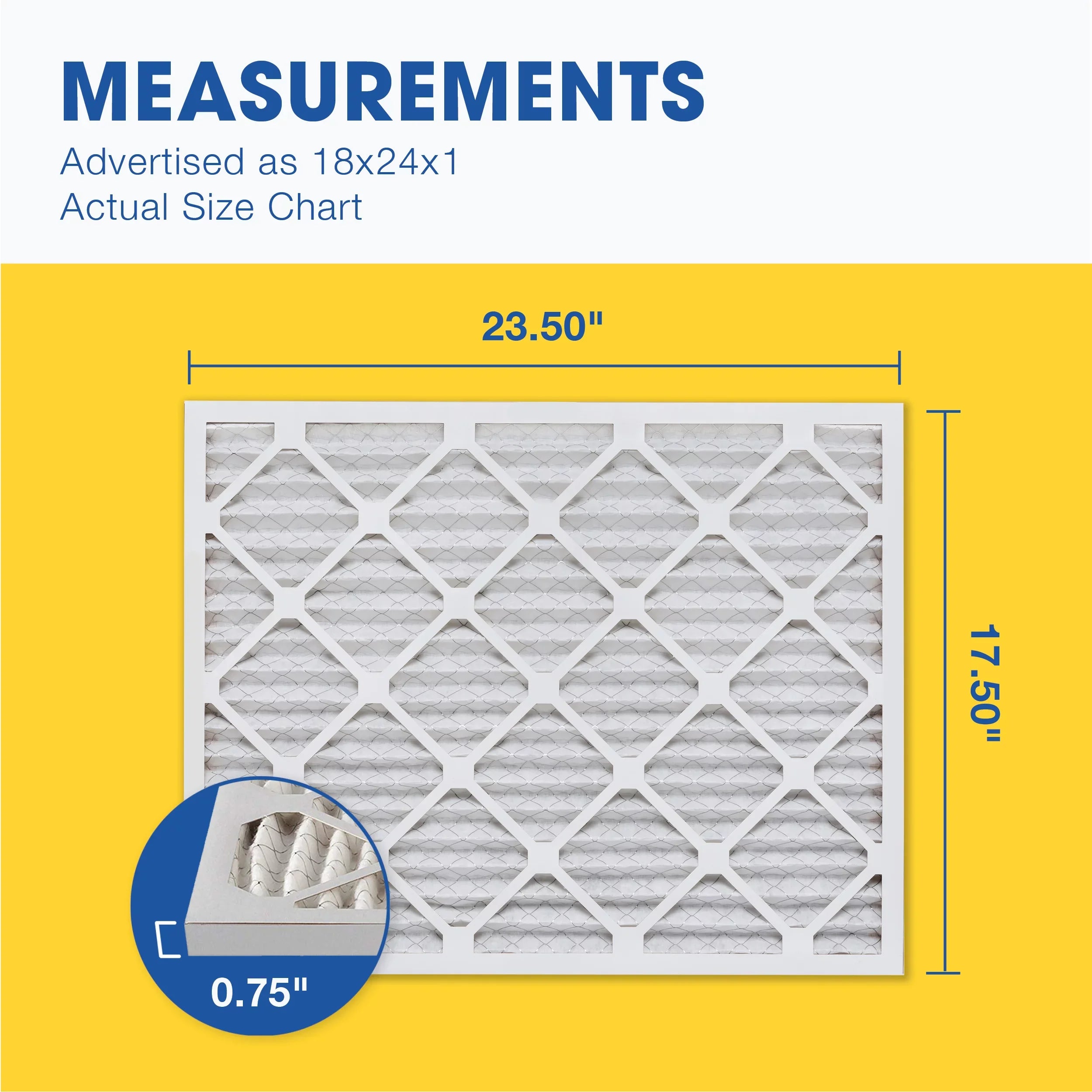 Aerostar 18x24x1 MERV 13 Pleated Air Filter, AC Furnace Air Filter, 6 Pack