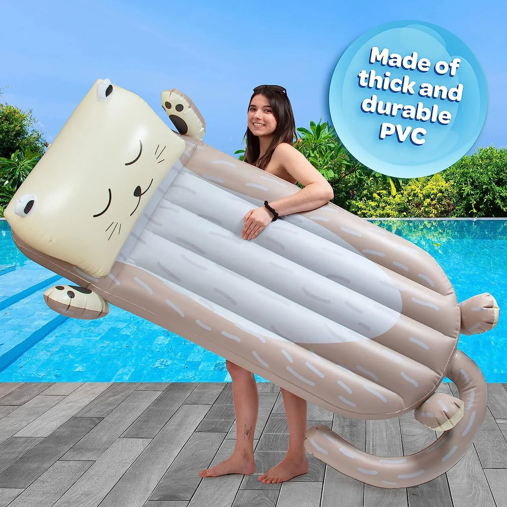 Aquamazing Inflatable Otter Pool Float w/Headrest- Cute Swimming Lounger Chair for Kids & Adults- Measures 64” x 26” - Perfect for Summer