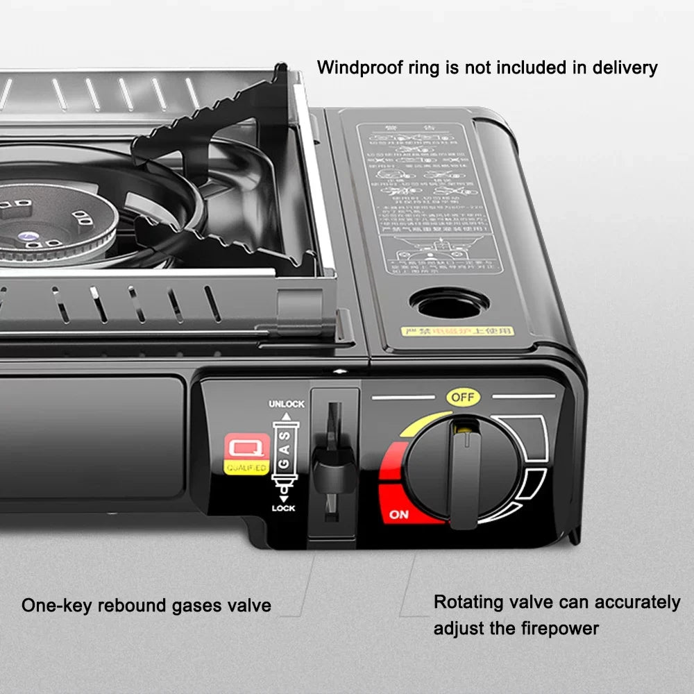 Portable 2.9KW Cassette Butane Stove with Piezo Ignition - Optimal for Outdoor Cooking, Camping, Picnics, Backpacking, Hiking, and Barbecues