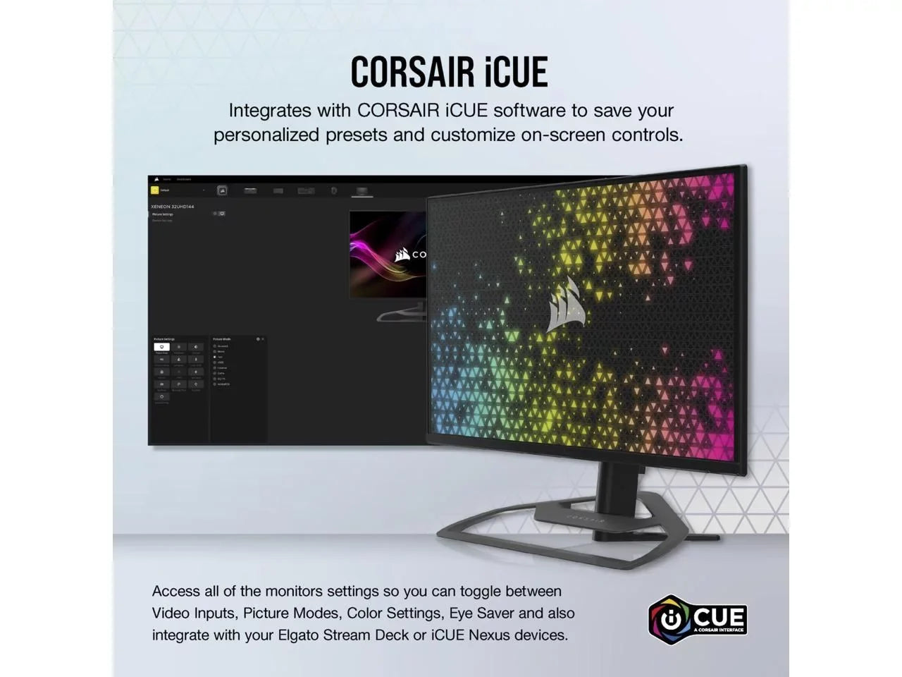 CORSAIR XENEON 32UHD144 32-Inch IPS UHD (3840 x 2160), FreeSync Premium, G-Sync, 144Hz Refresh Rate, DisplayHDR600 Gaming Monitor